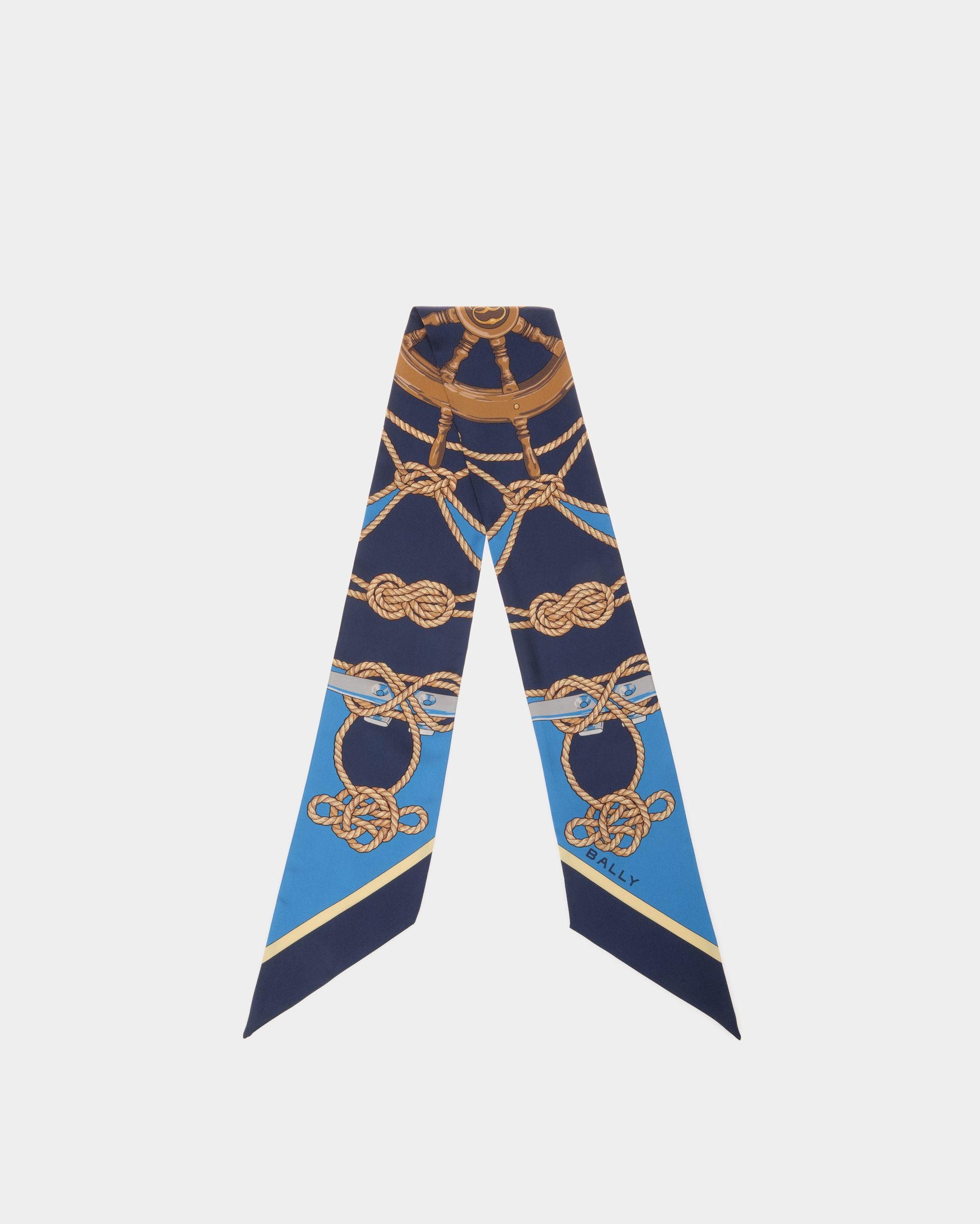 Scarf Bandeau In Blue Silk - Women's - Bally - 01