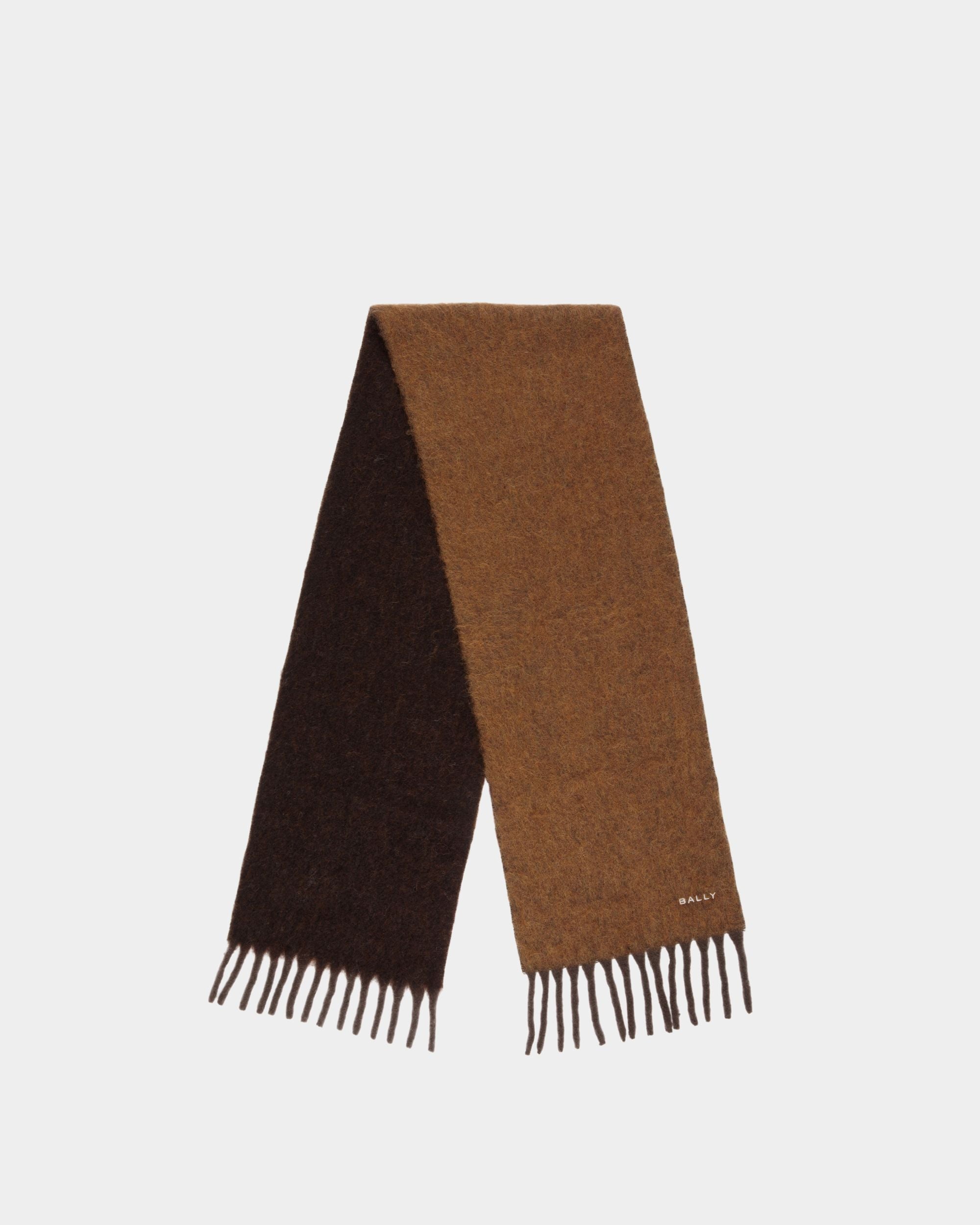 Scarf In Ebano And Brown Wool Blend - Women's - Bally - 01