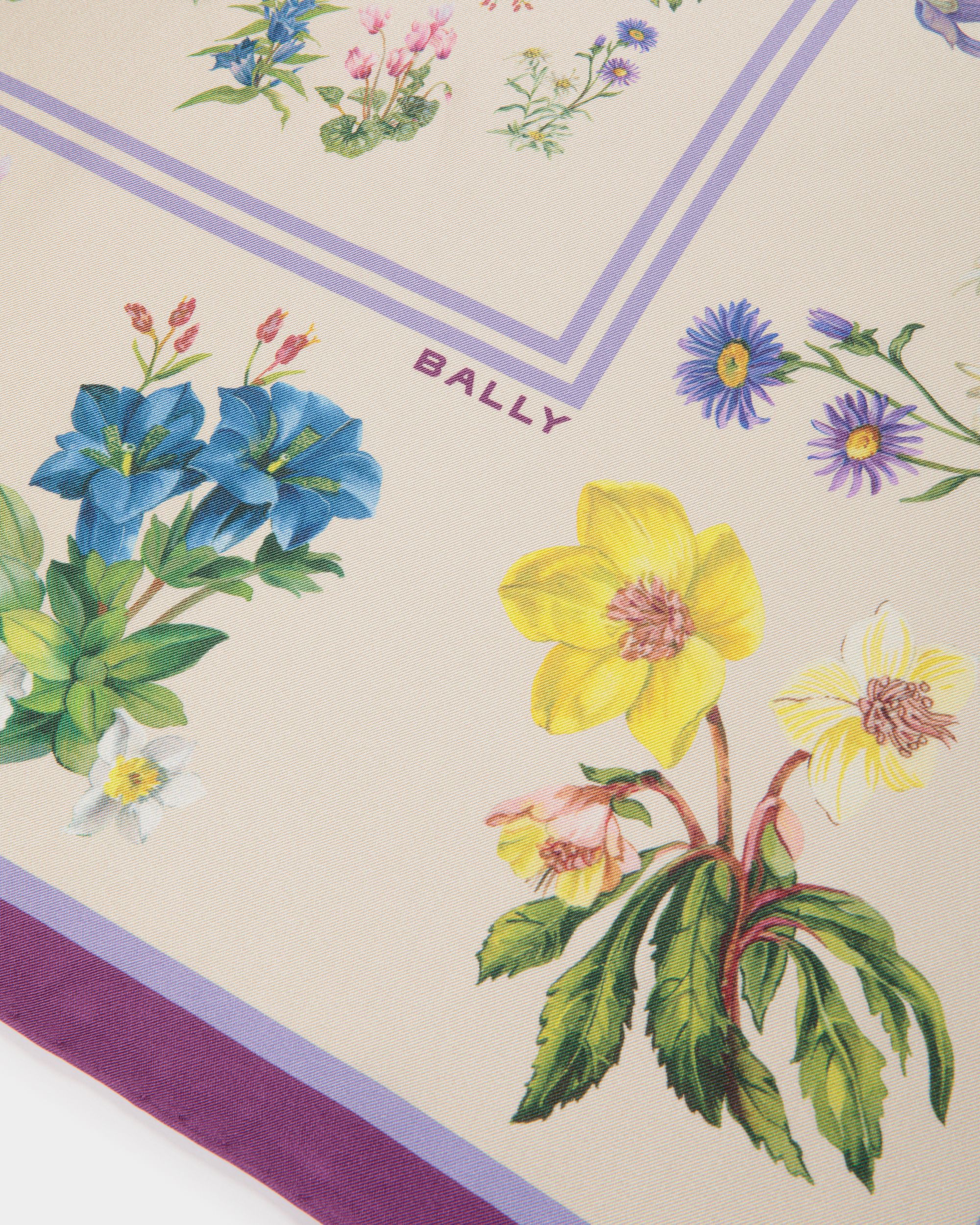 Foulard In Mountain Flower Print Silk - Women's - Bally - 02