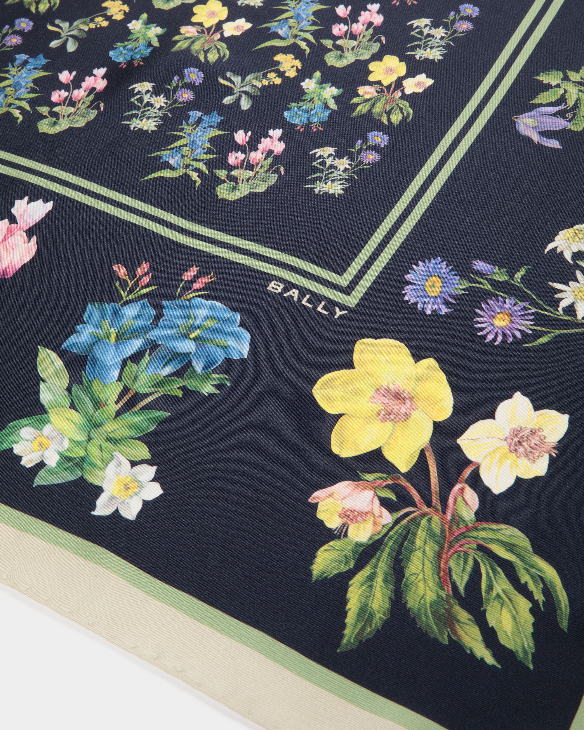 Foulard In Mountain Flower Print Silk - Women's - Bally - 02