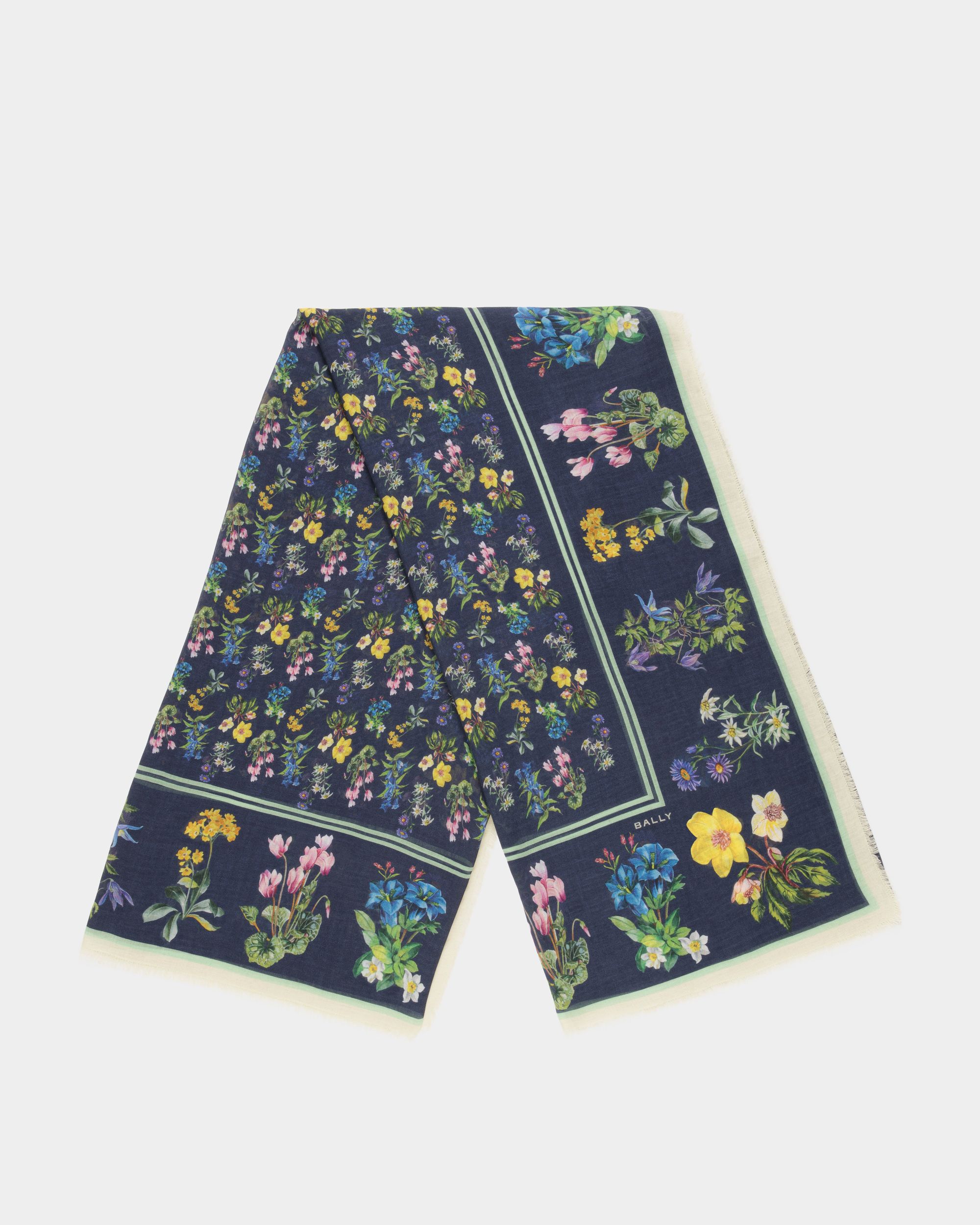 Scarf In Mountain Flower Print Modal And Cashmere - Women's - Bally - 01