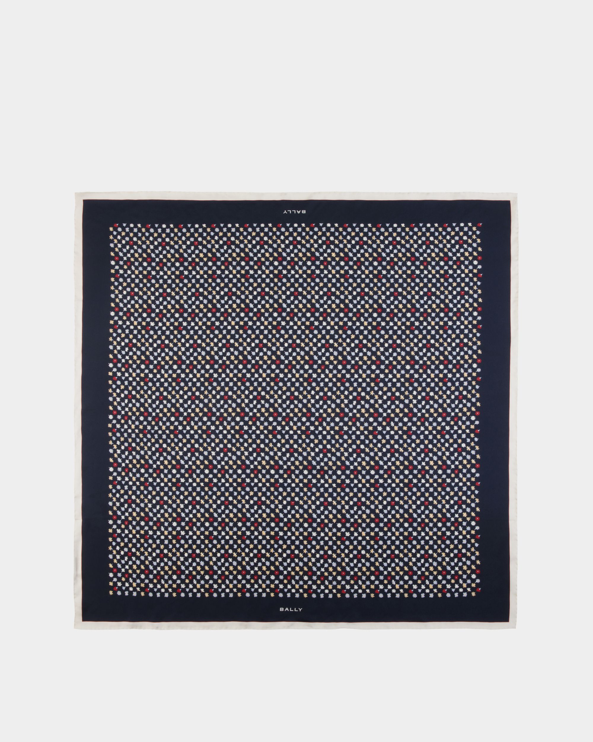 Pañuelo De Seda Navy Blue Con Estampado Microflower - Mujer - Bally - 01