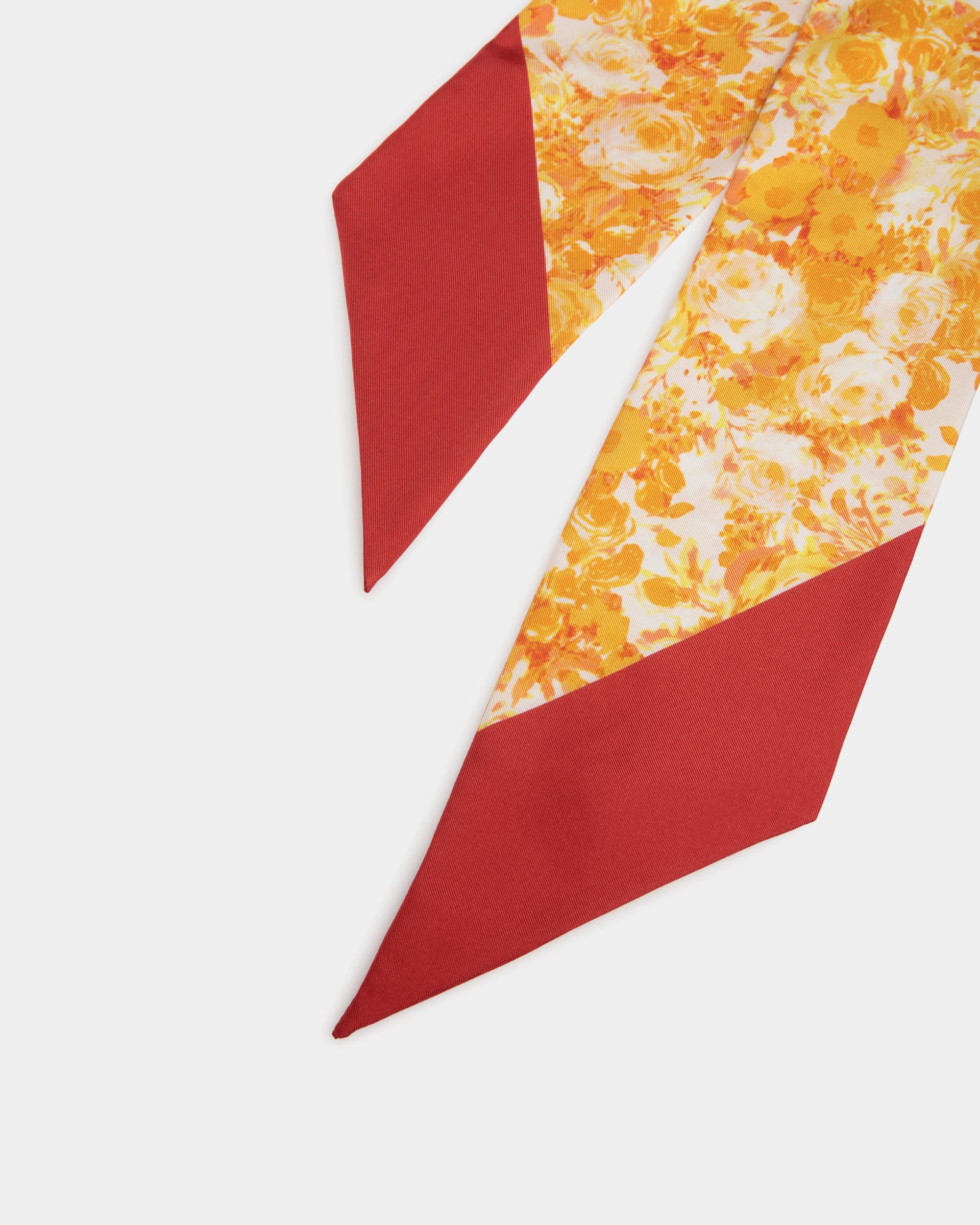 Neck Bow with a Rosengarten Print in Koi Orange Silk - Women's - Bally - 03