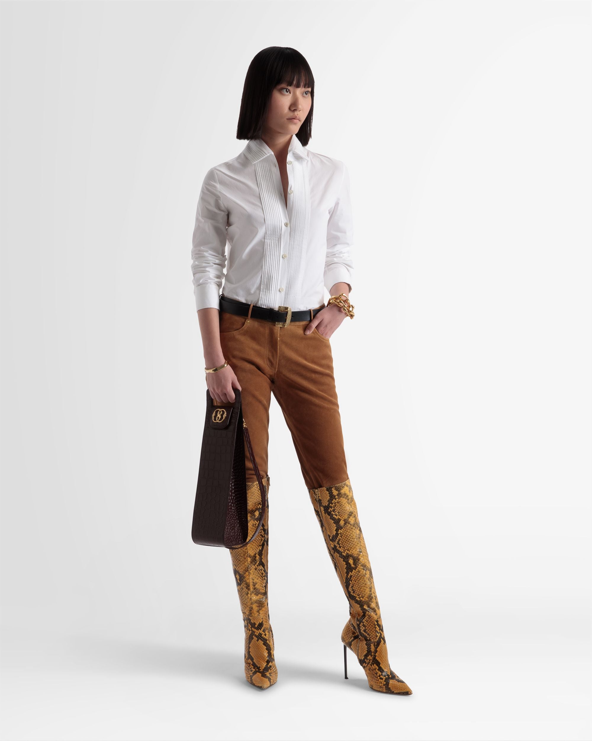 Pleated Placket Shirt In White Cotton Poplin - Women's - Bally - 02
