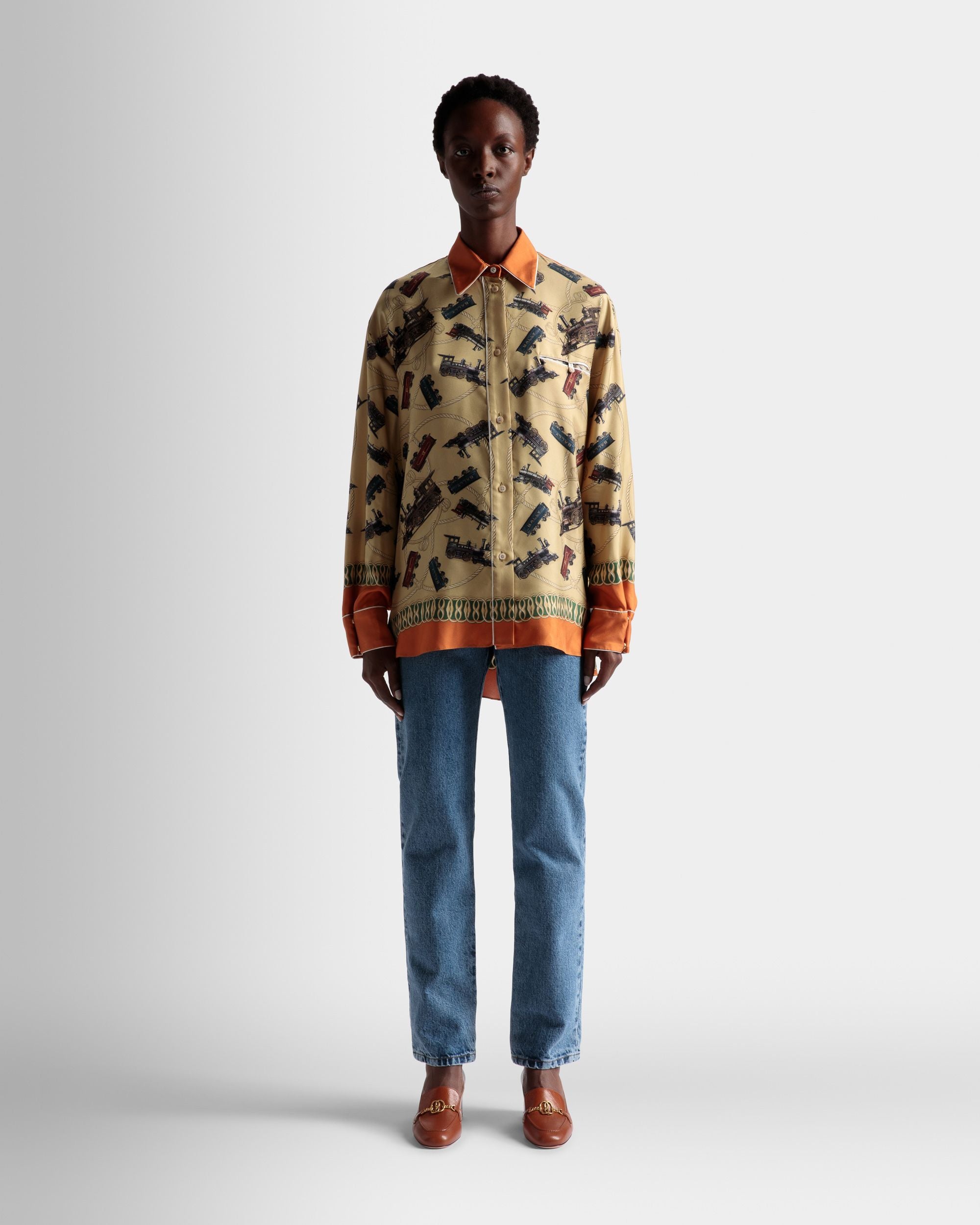 Camisa Con Estampado Train De Seda Multicolor - Mujer - Bally - 02