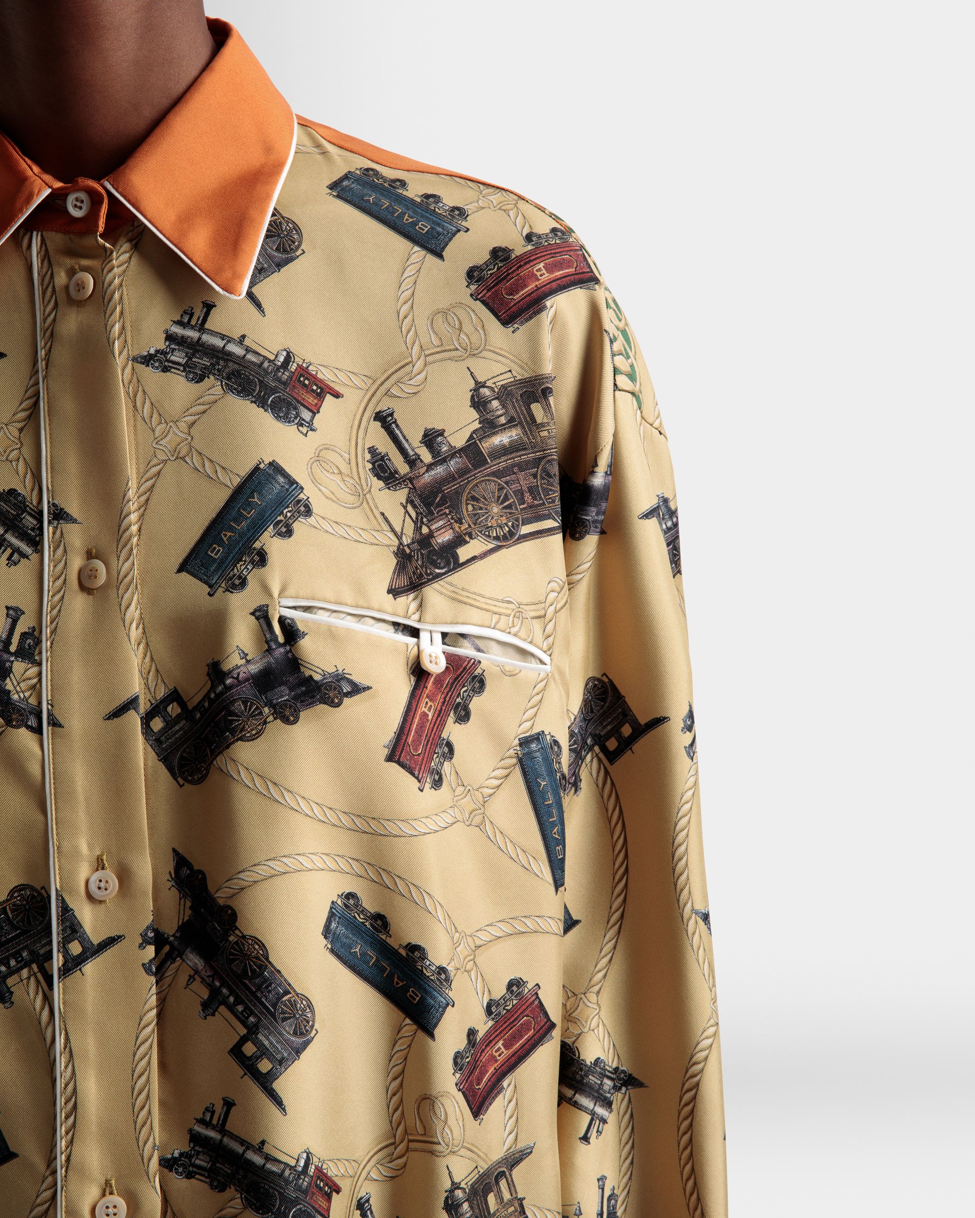 Camisa Con Estampado Train De Seda Multicolor - Mujer - Bally - 04