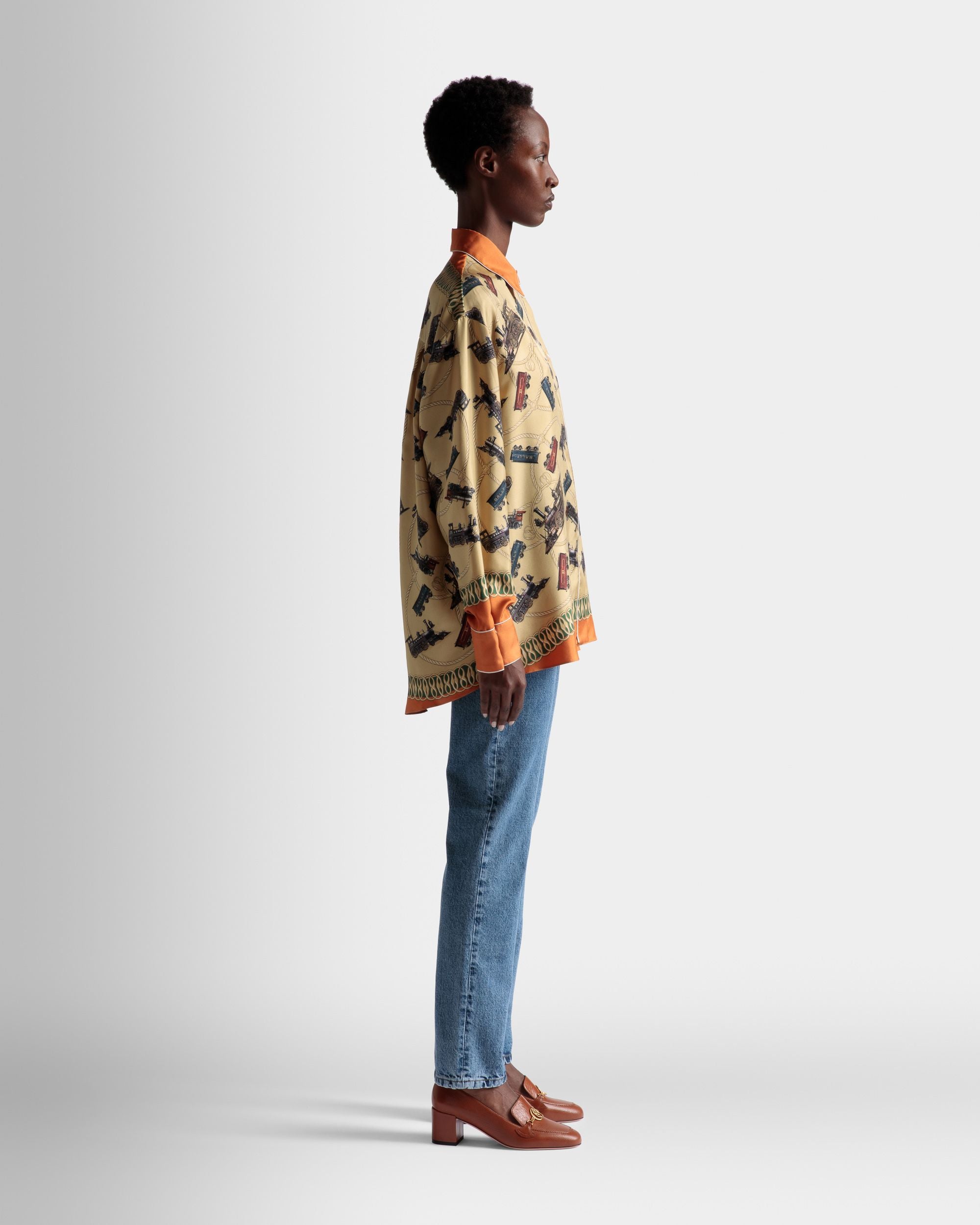 Camisa Con Estampado Train De Seda Multicolor - Mujer - Bally - 05