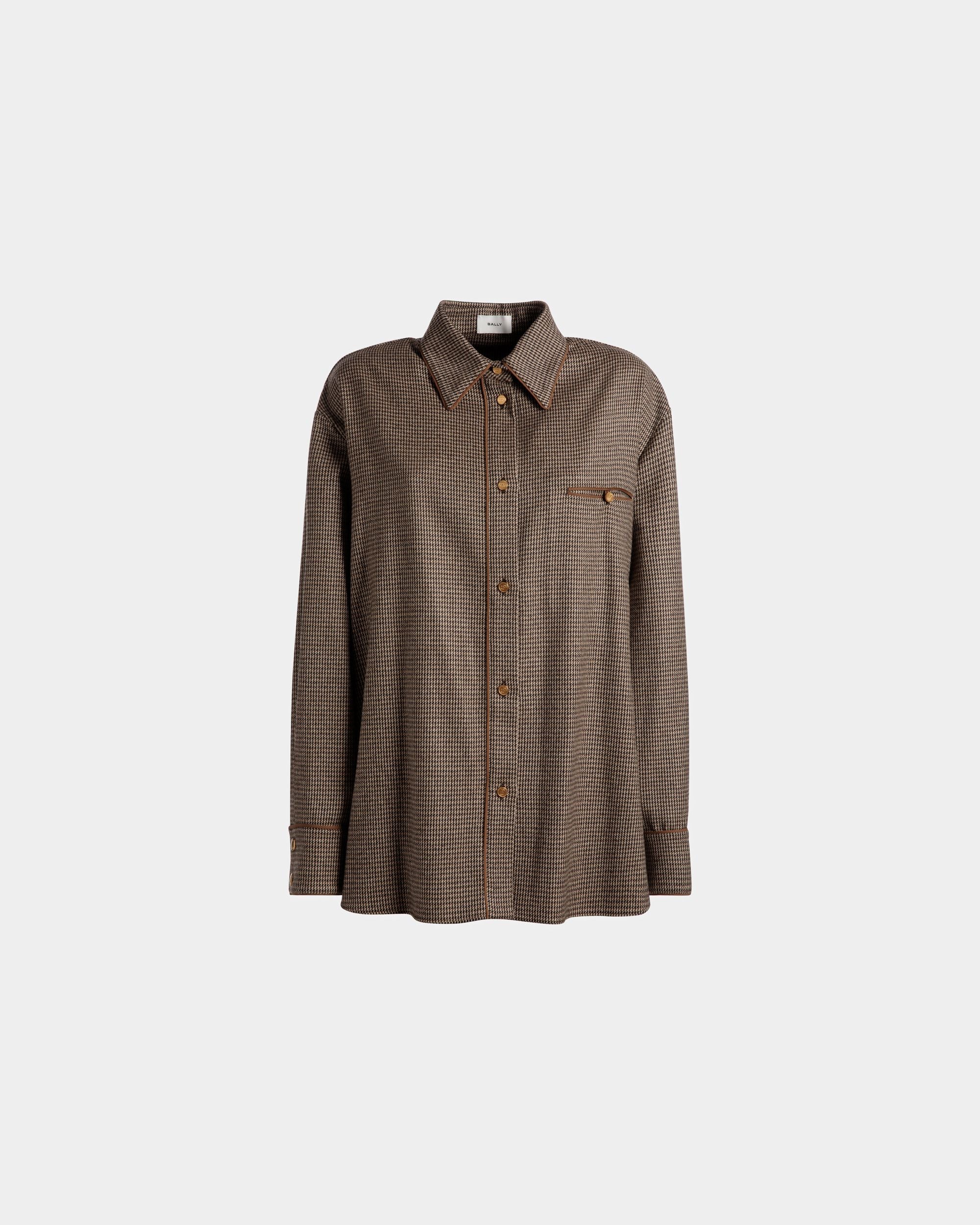 Camisa Dogtooth De Lana Color Desierto - Mujer - Bally - 01