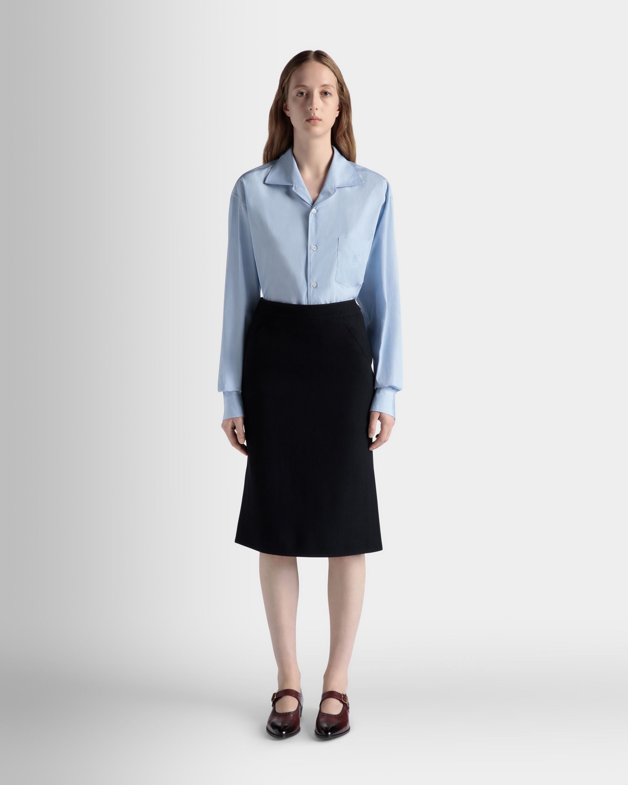 Long Sleeve Shirt In Light Blue Cotton - Women's - Bally - 02