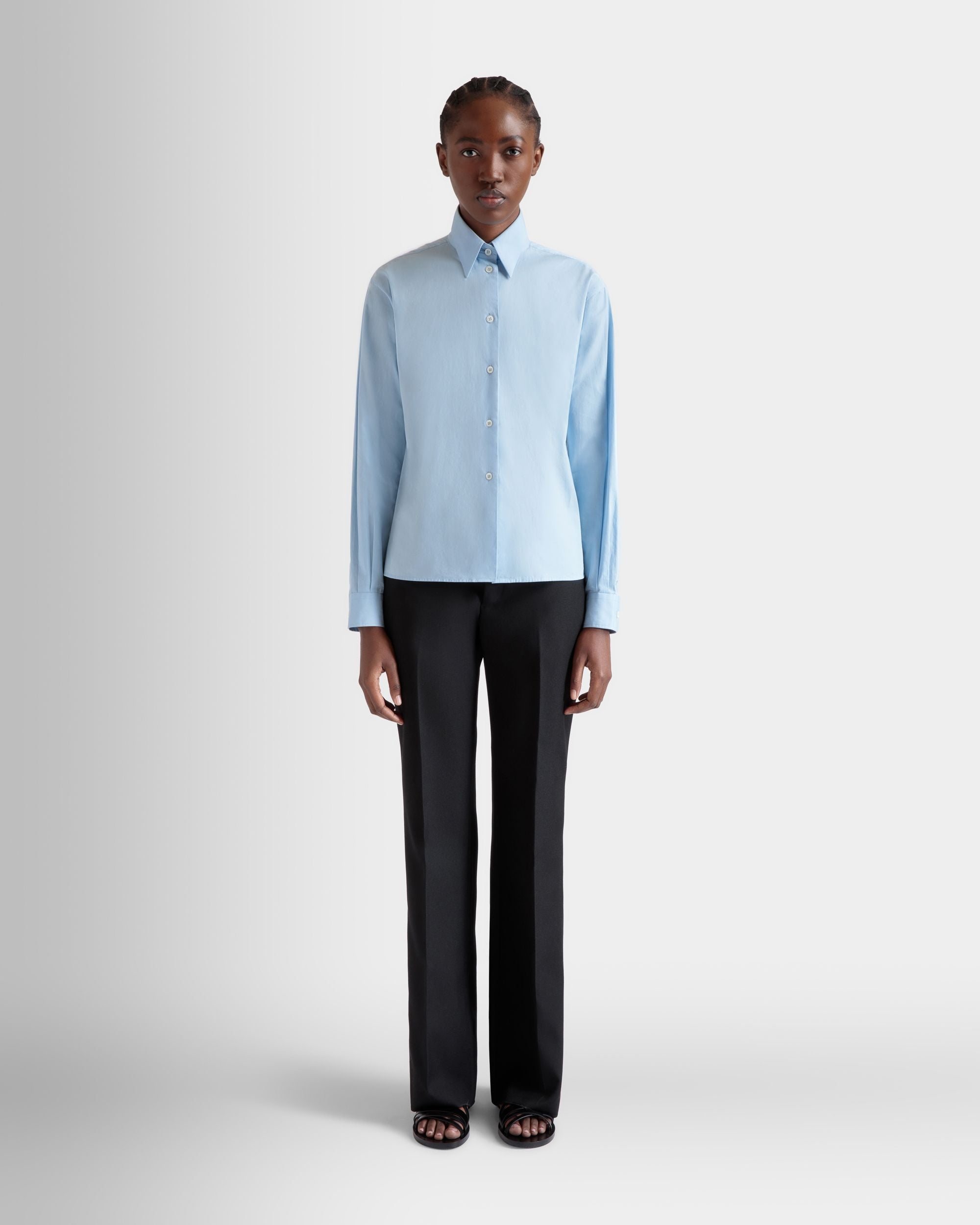 Long Sleeve Shirt In Light Blue Cotton - Women's - Bally - 02