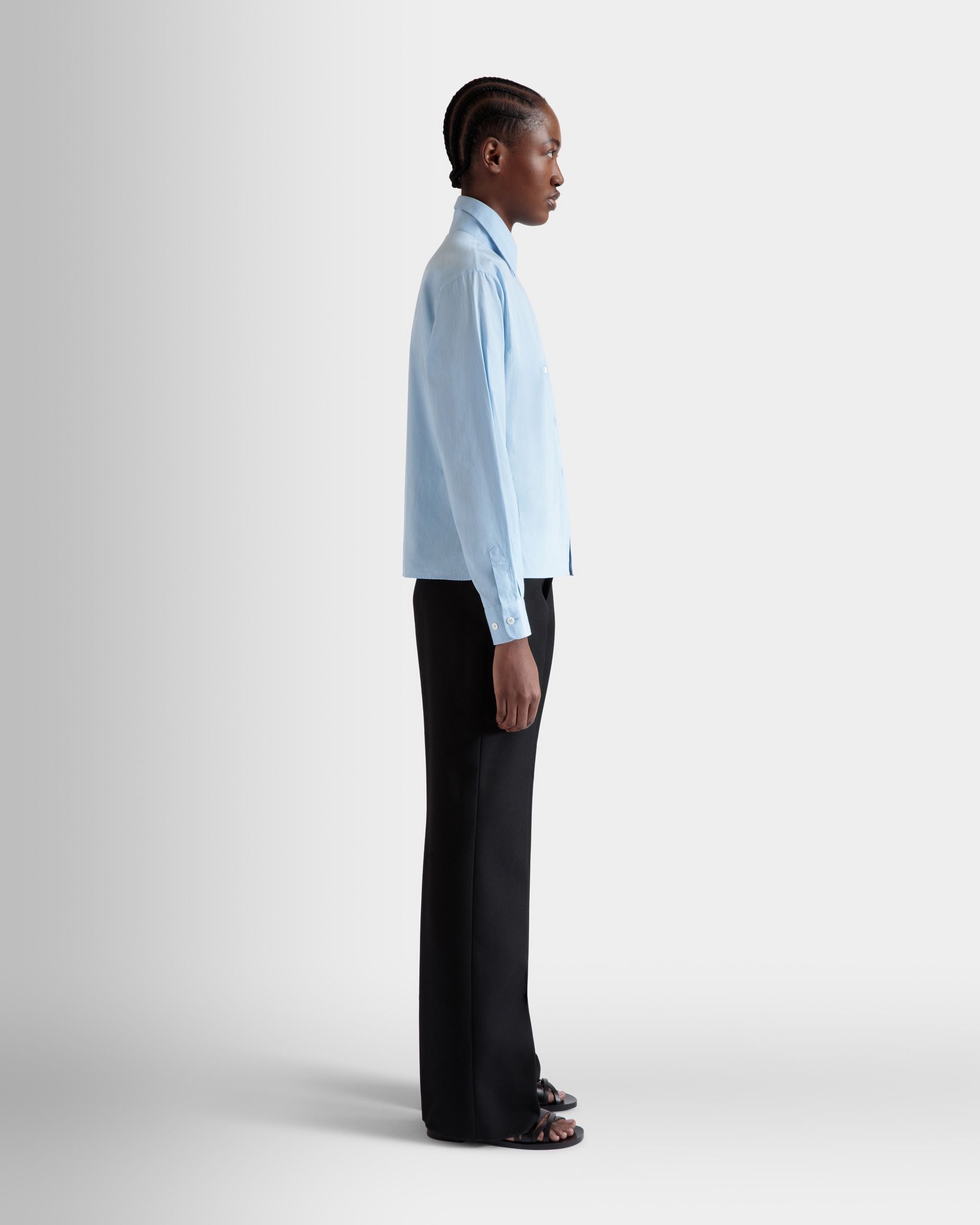 Long Sleeve Shirt In Light Blue Cotton - Women's - Bally - 05