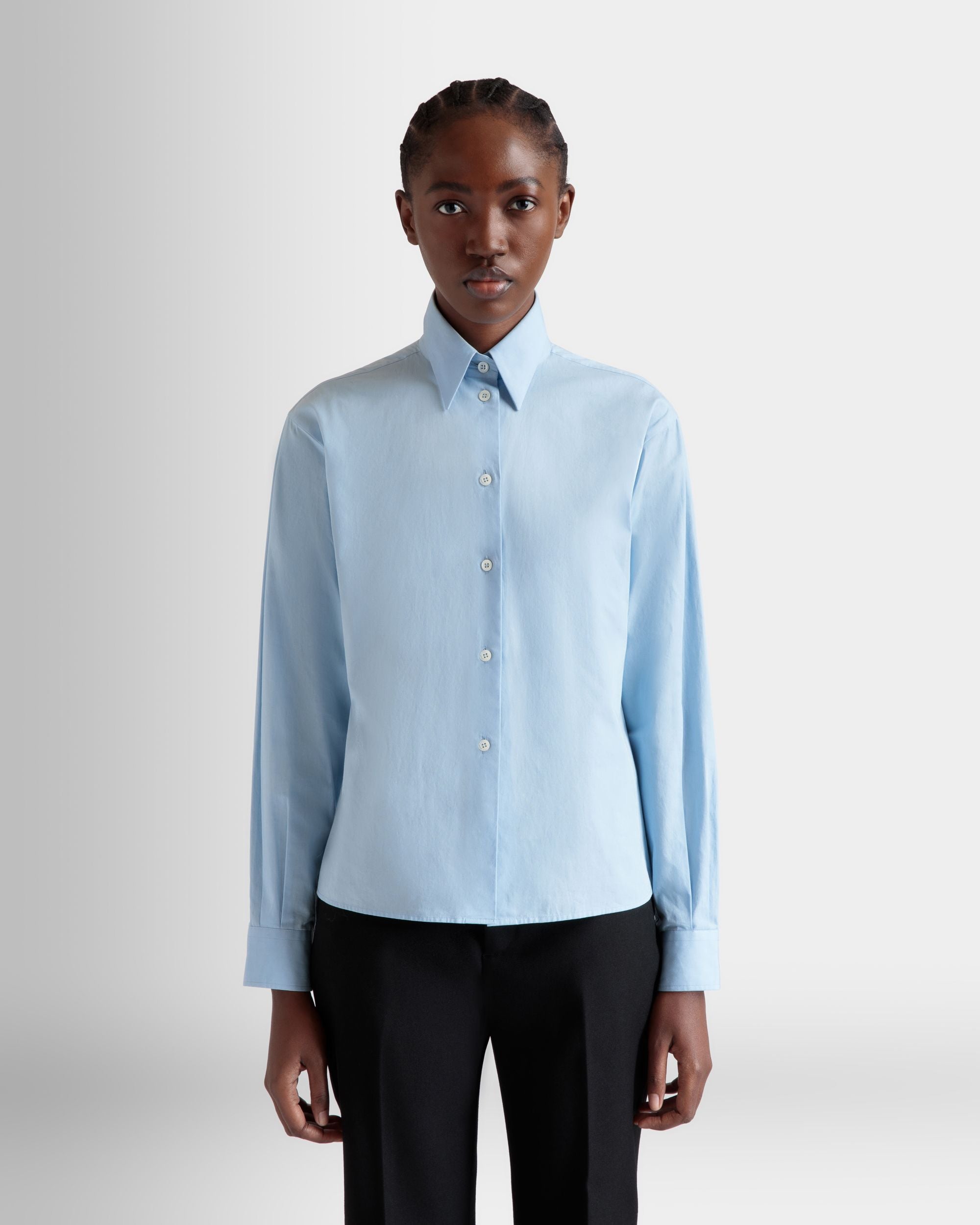 Long Sleeve Shirt In Light Blue Cotton - Women's - Bally - 08