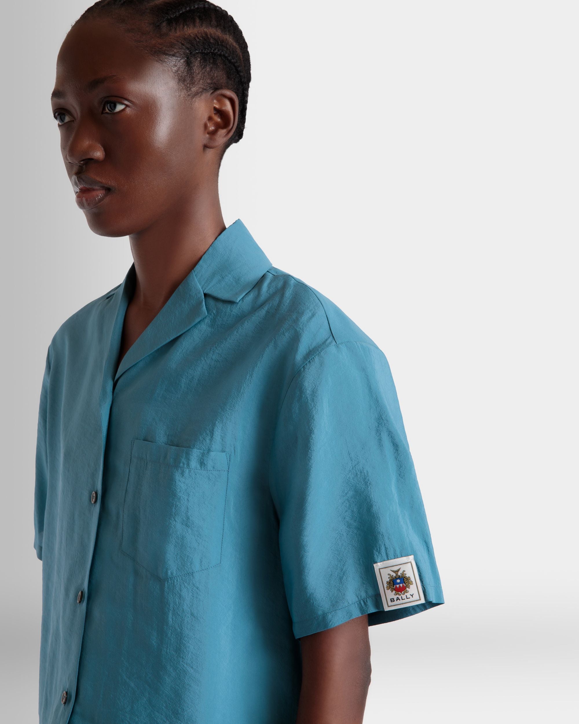 Camisa De Satén Medium Blue - Mujer - Bally - 03