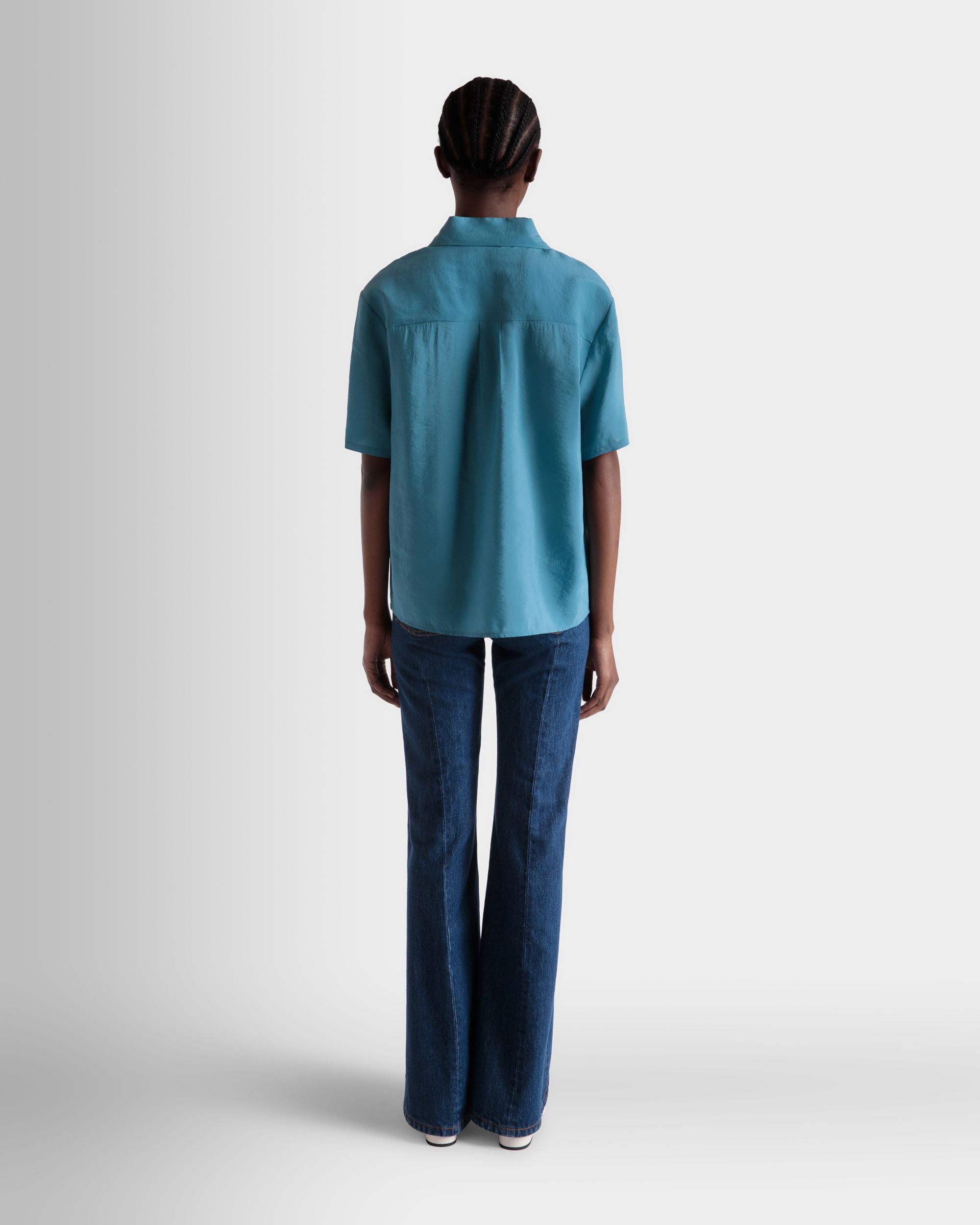 Camisa De Satén Medium Blue - Mujer - Bally - 06