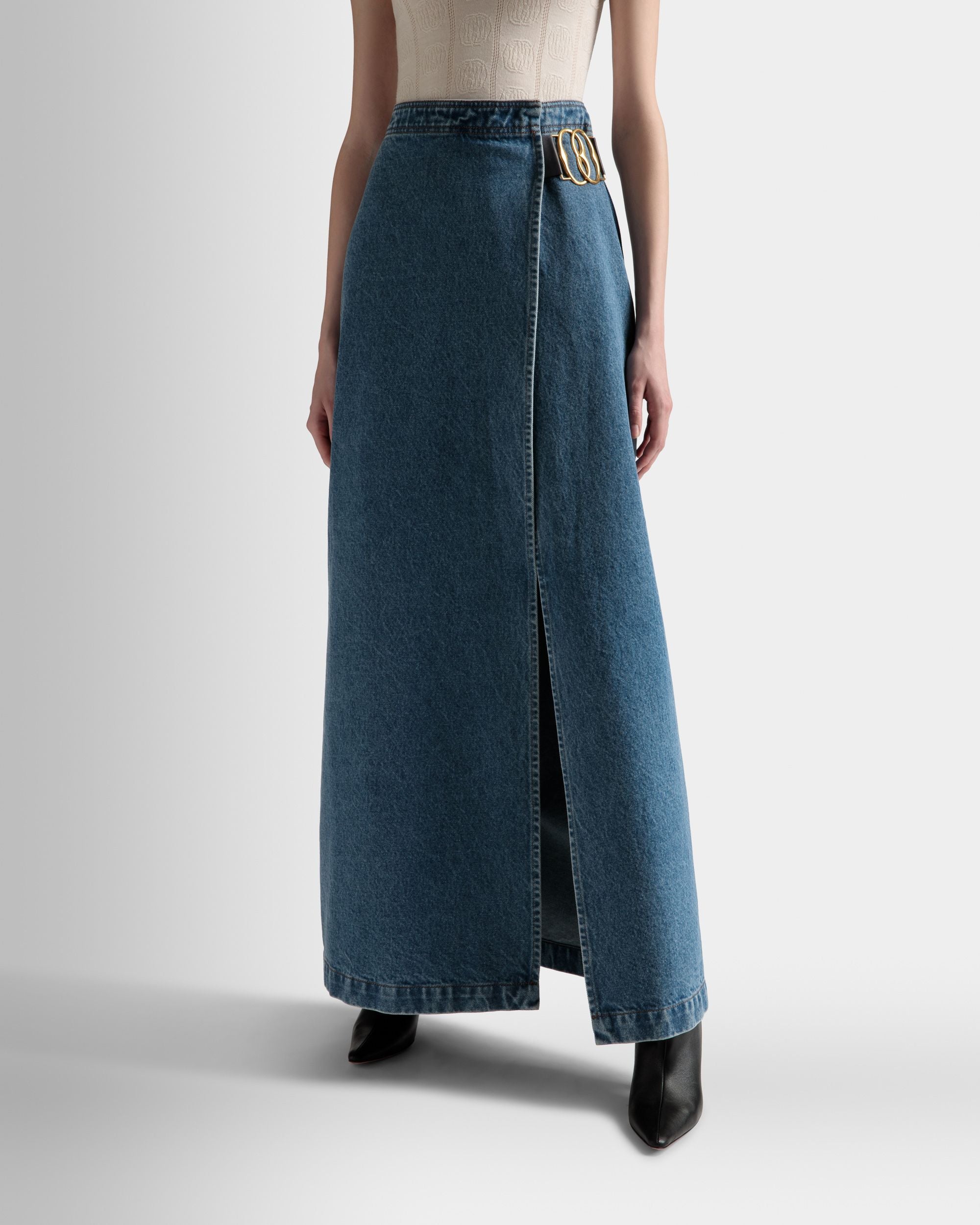 Skirt In Light Blue Denim Skirt - Women's - Bally - 03