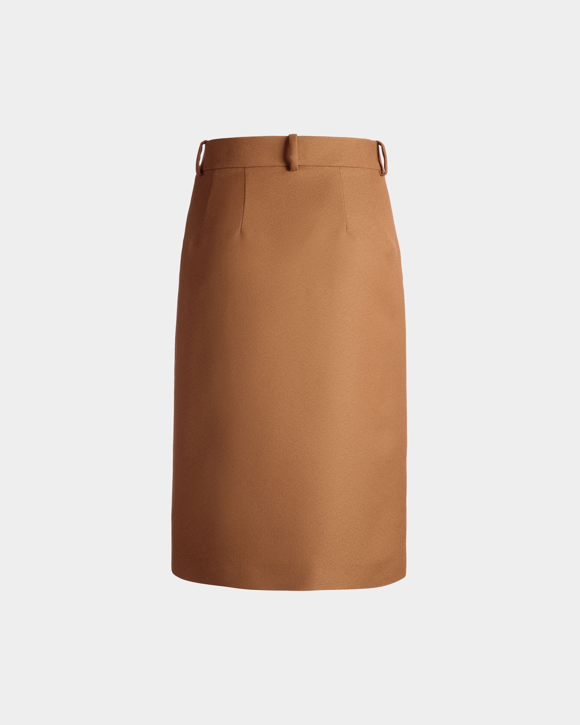 Falda Midi De Mezcla De Lana Color Marrón - Mujer - Bally - 07