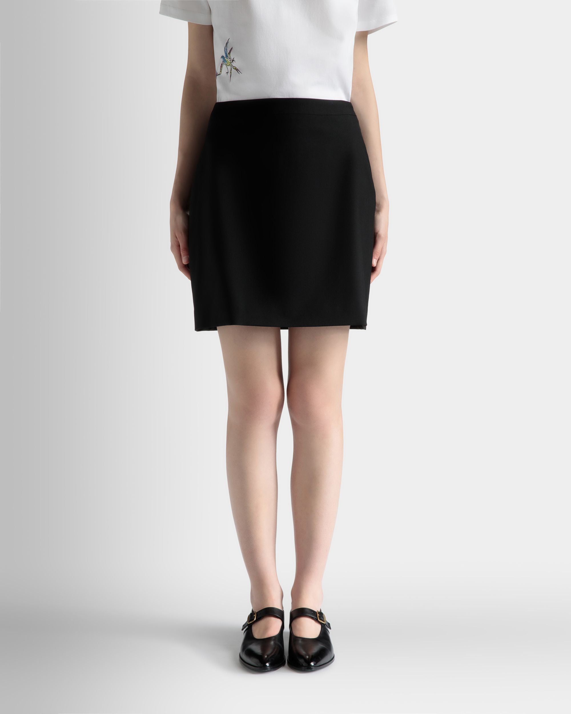 Mini Skirt in Black Wool - Women's - Bally - 03
