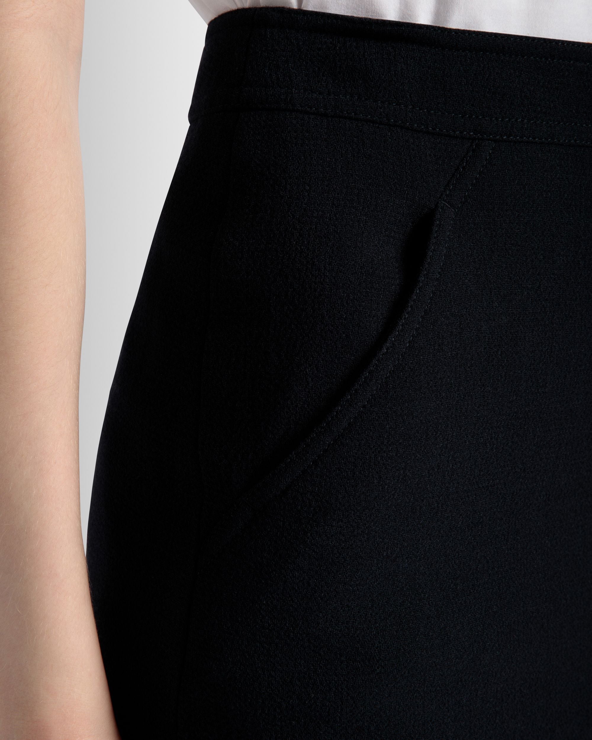 Midi Skirt In Navy Blue Wool - Women's - Bally - 04