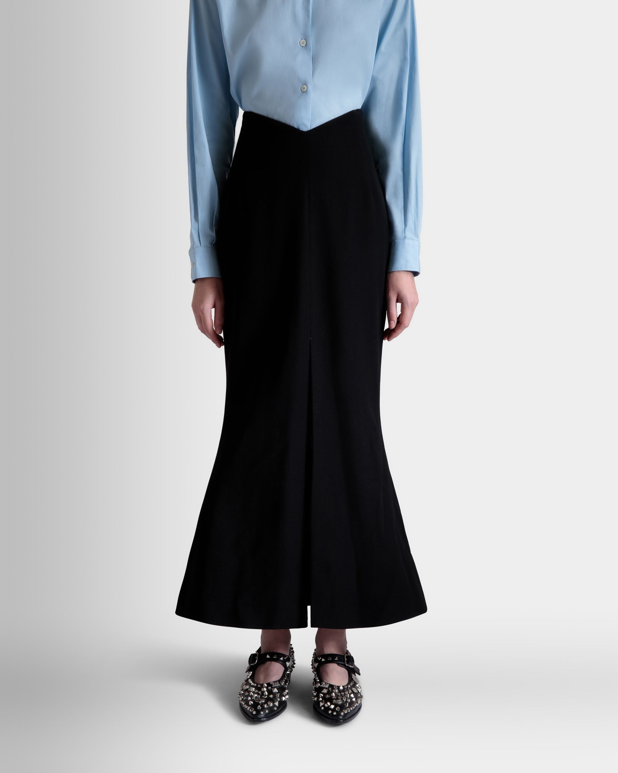 Long Skirt In Black Wool Blend - Women's - Bally - 03