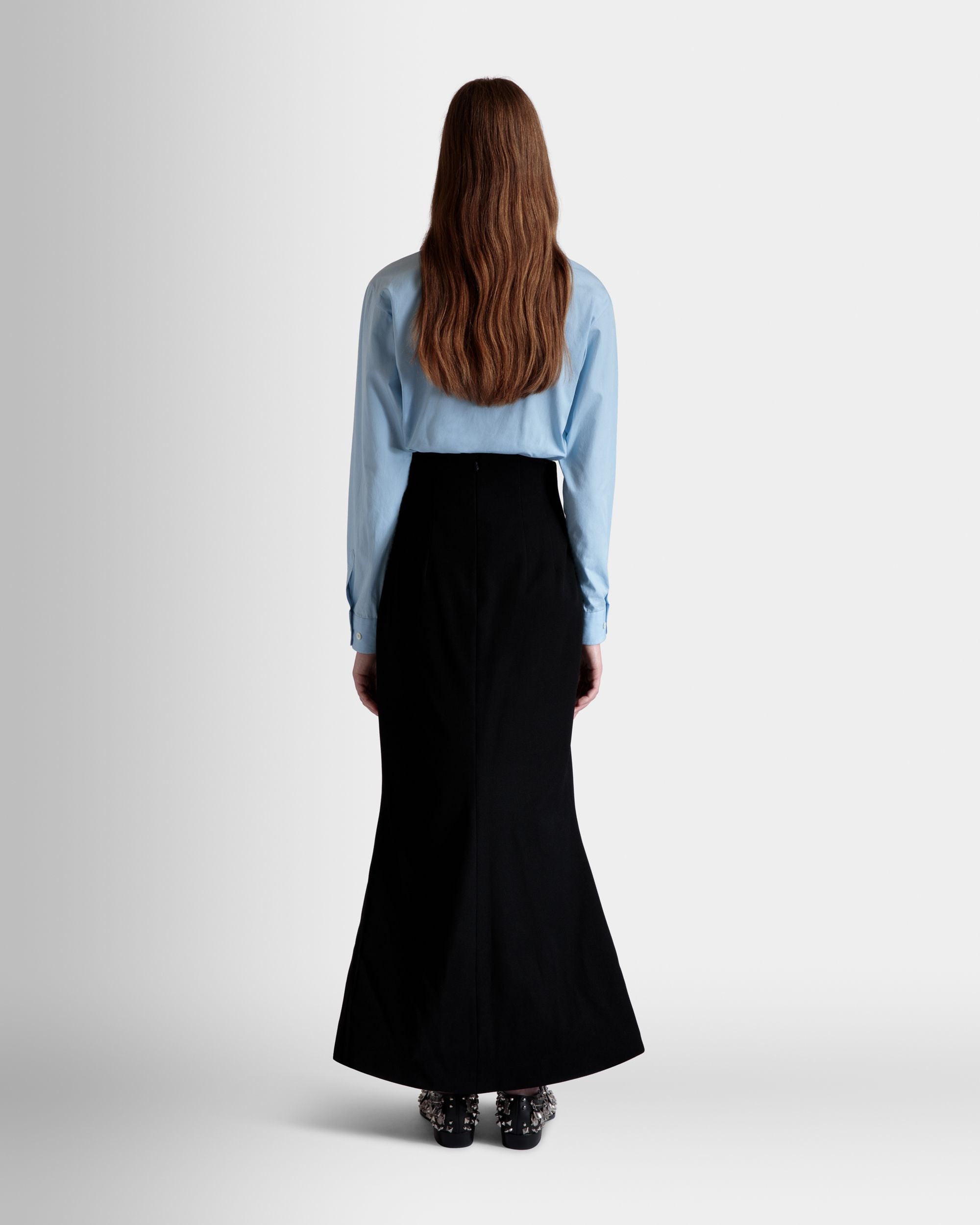 Long Skirt In Black Wool Blend - Women's - Bally - 06