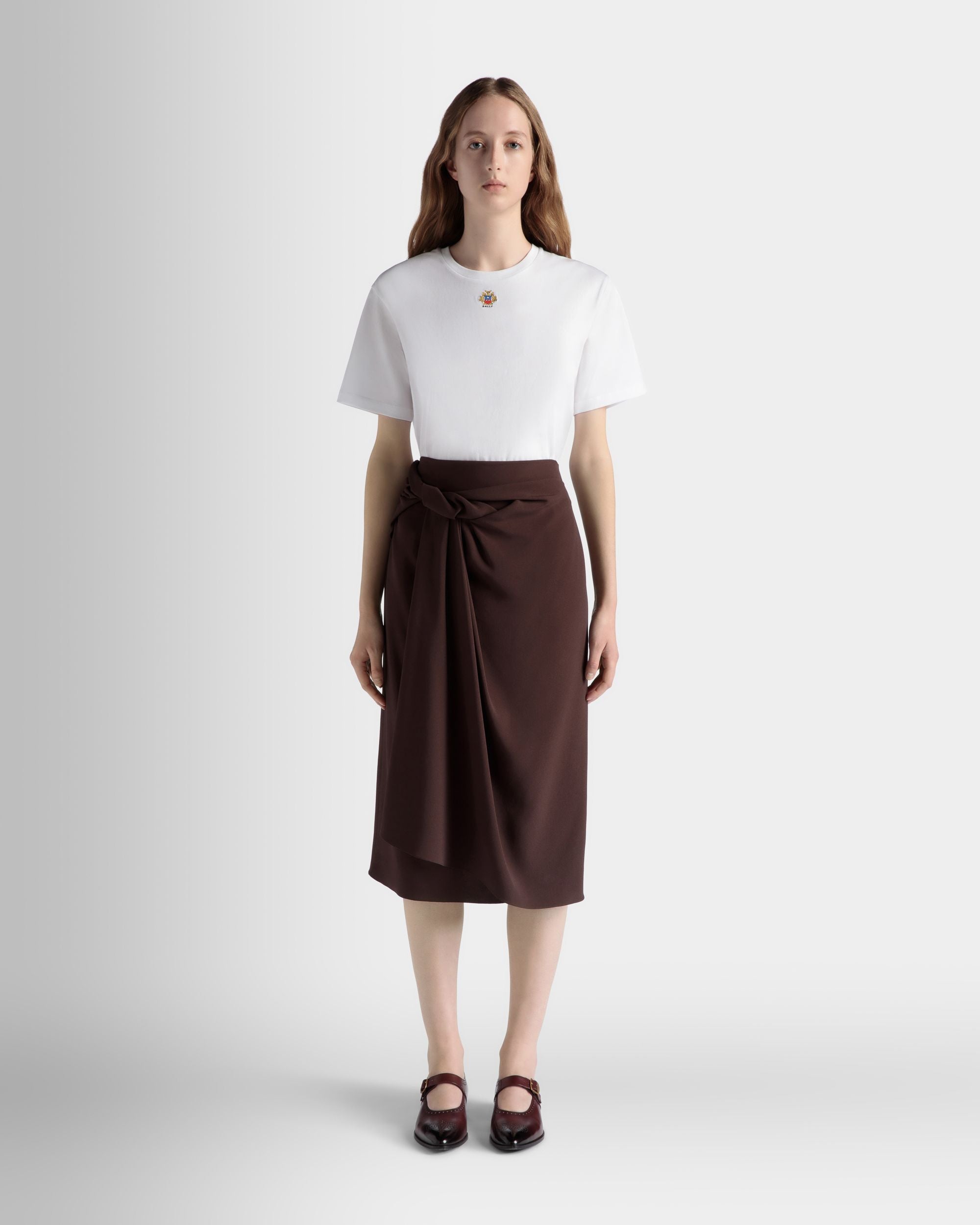 Midi Skirt In Ebano Viscose Blend - Women's - Bally - 02