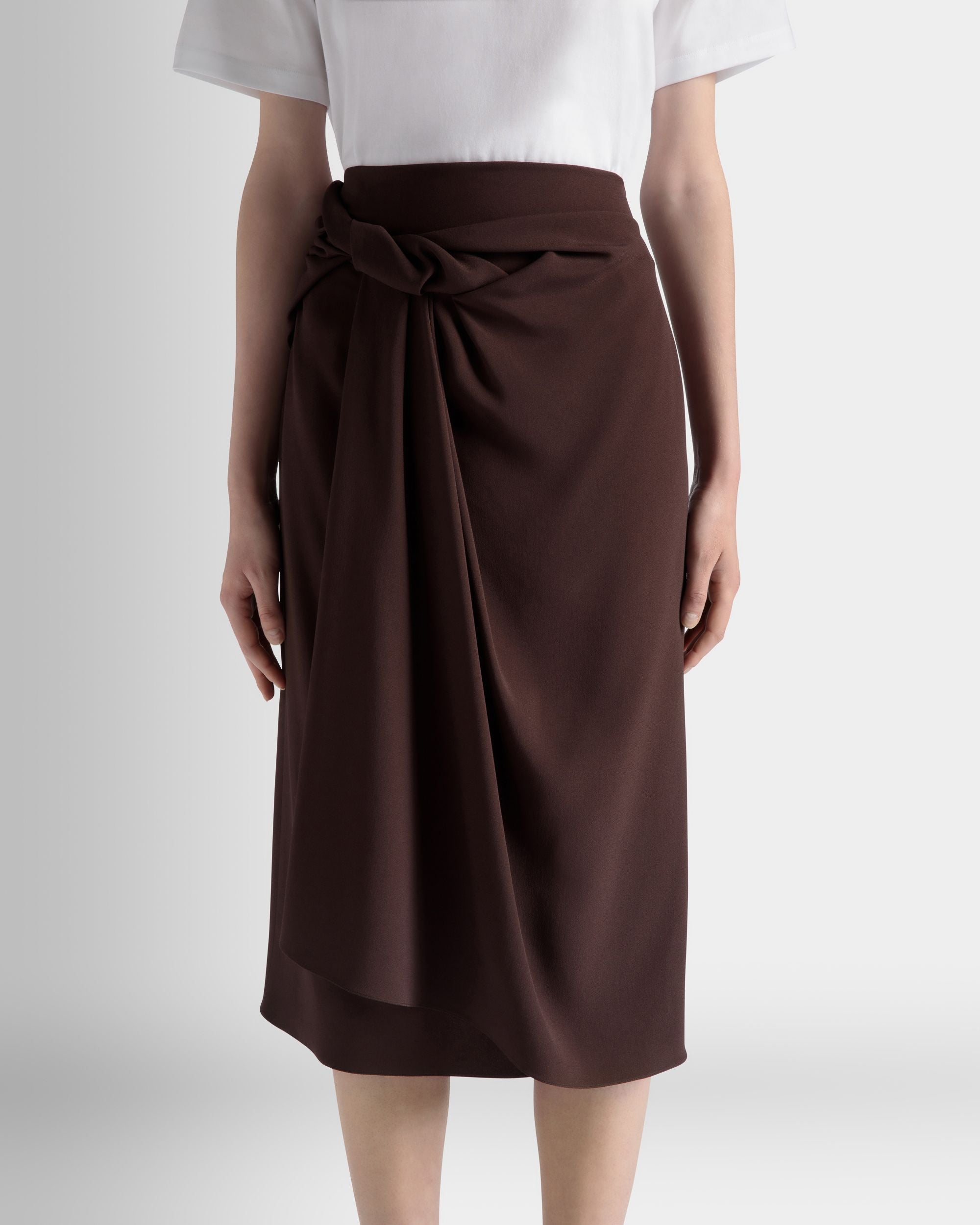 Midi Skirt In Ebano Viscose Blend - Women's - Bally - 03