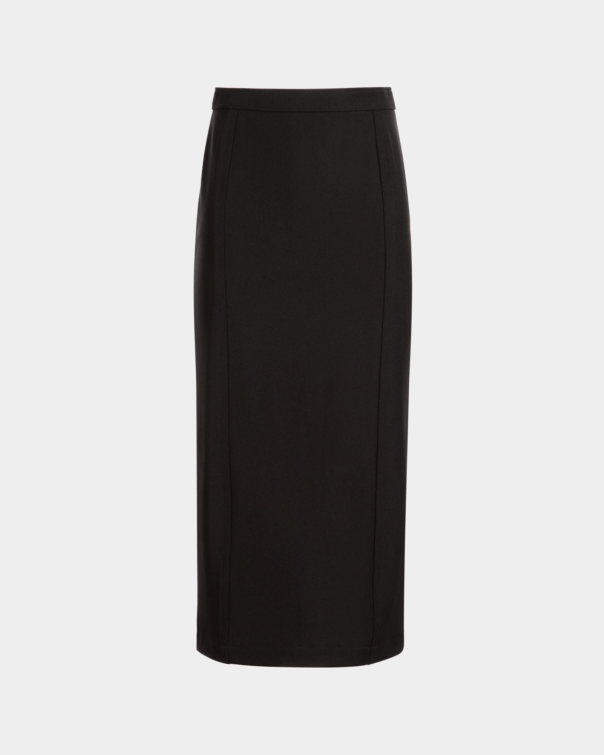 Falda Midi De Gabardina De Nailon Negra - Mujer - Bally - 01