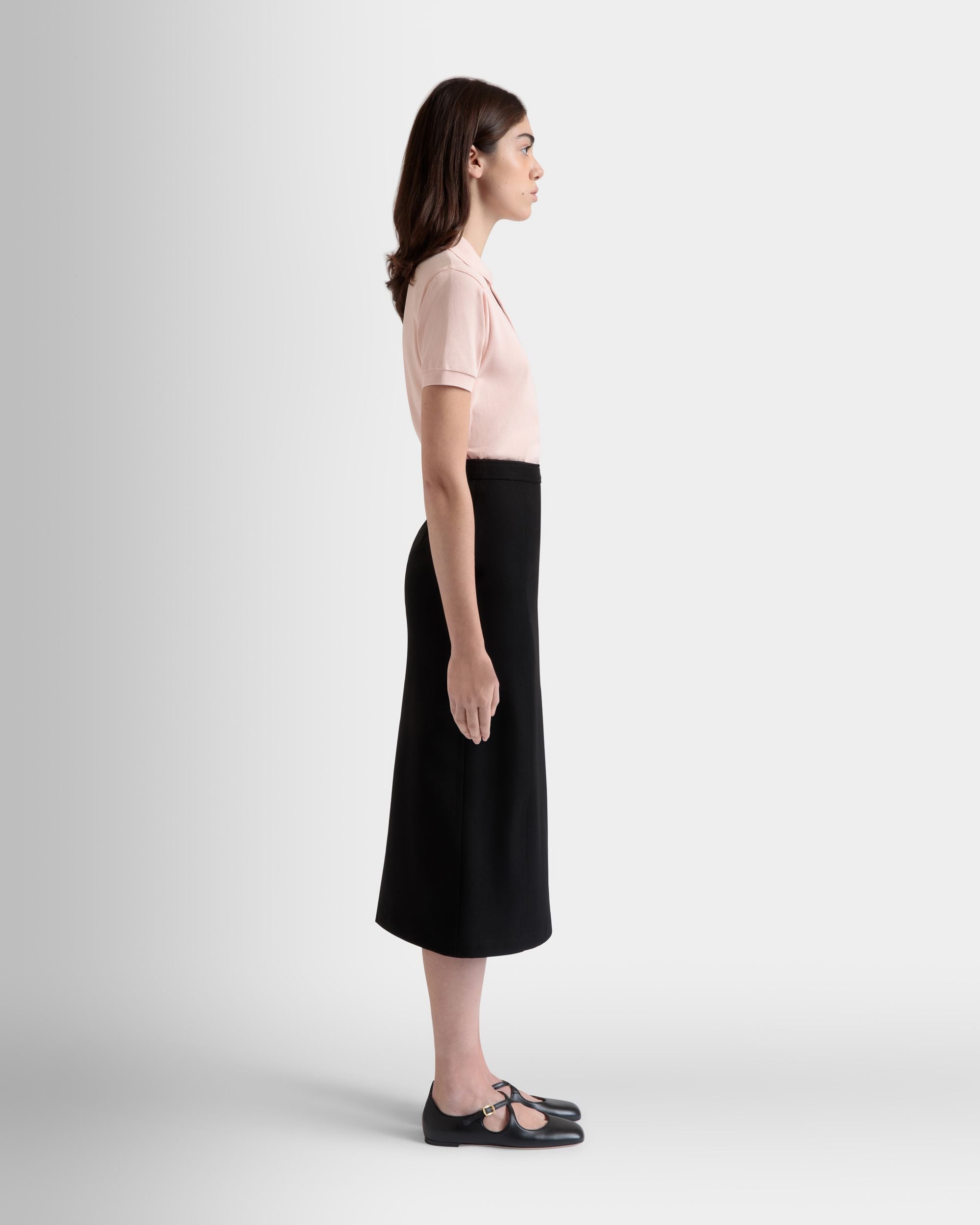 Falda Midi De Gabardina De Nailon Negra - Mujer - Bally - 05