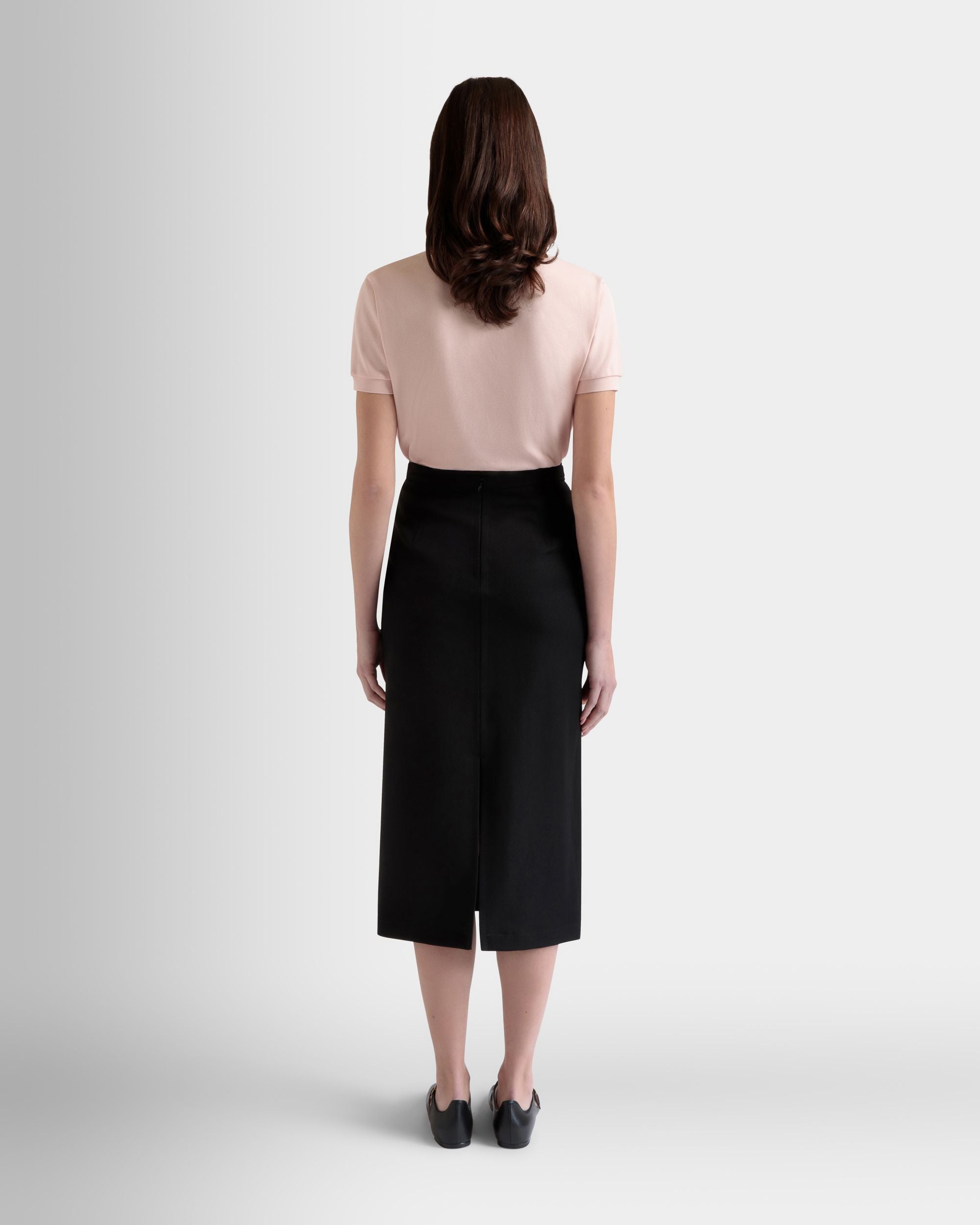 Falda Midi De Gabardina De Nailon Negra - Mujer - Bally - 06