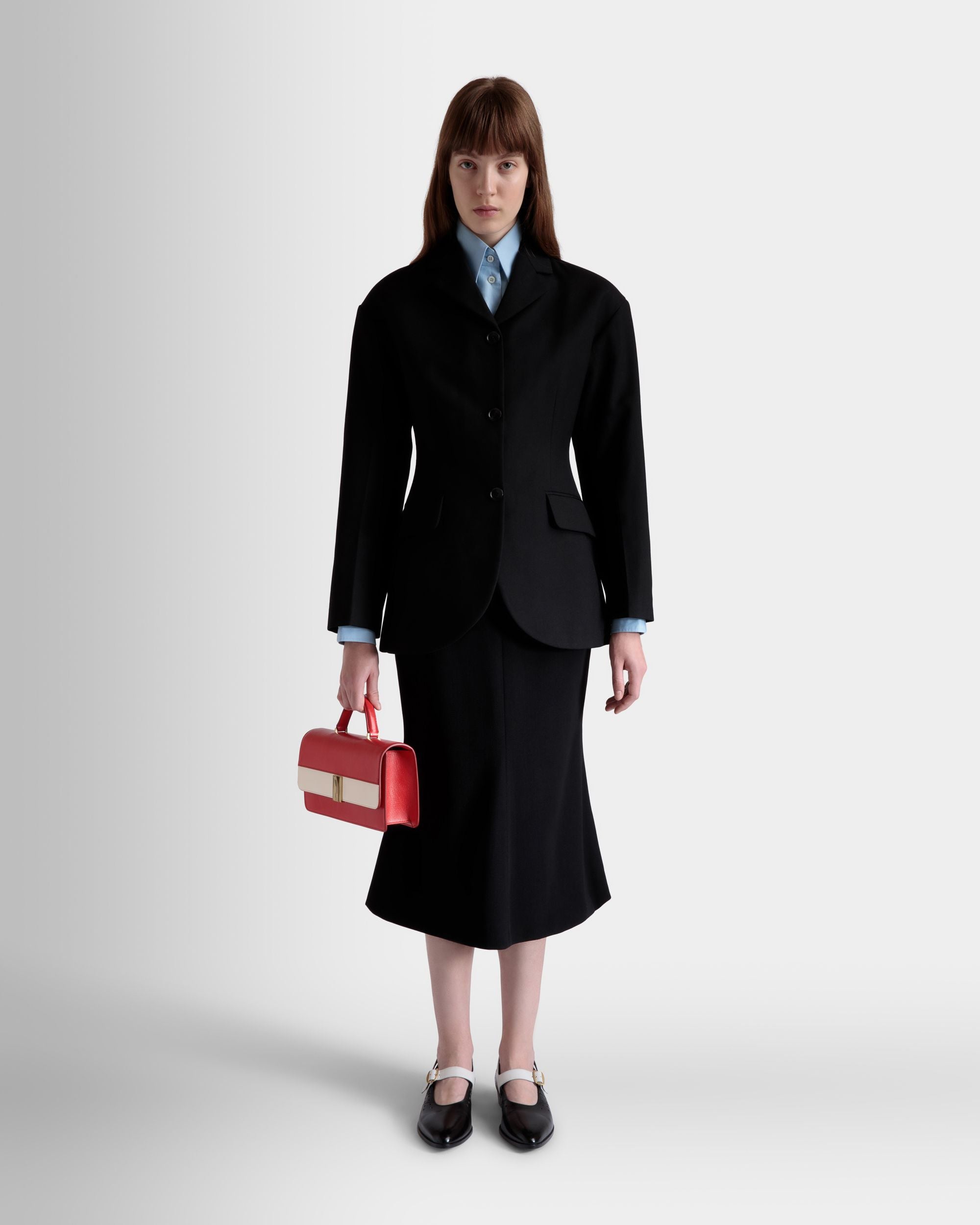 Falda Midi De Mezcla De Lana Negra - Mujer - Bally - 02