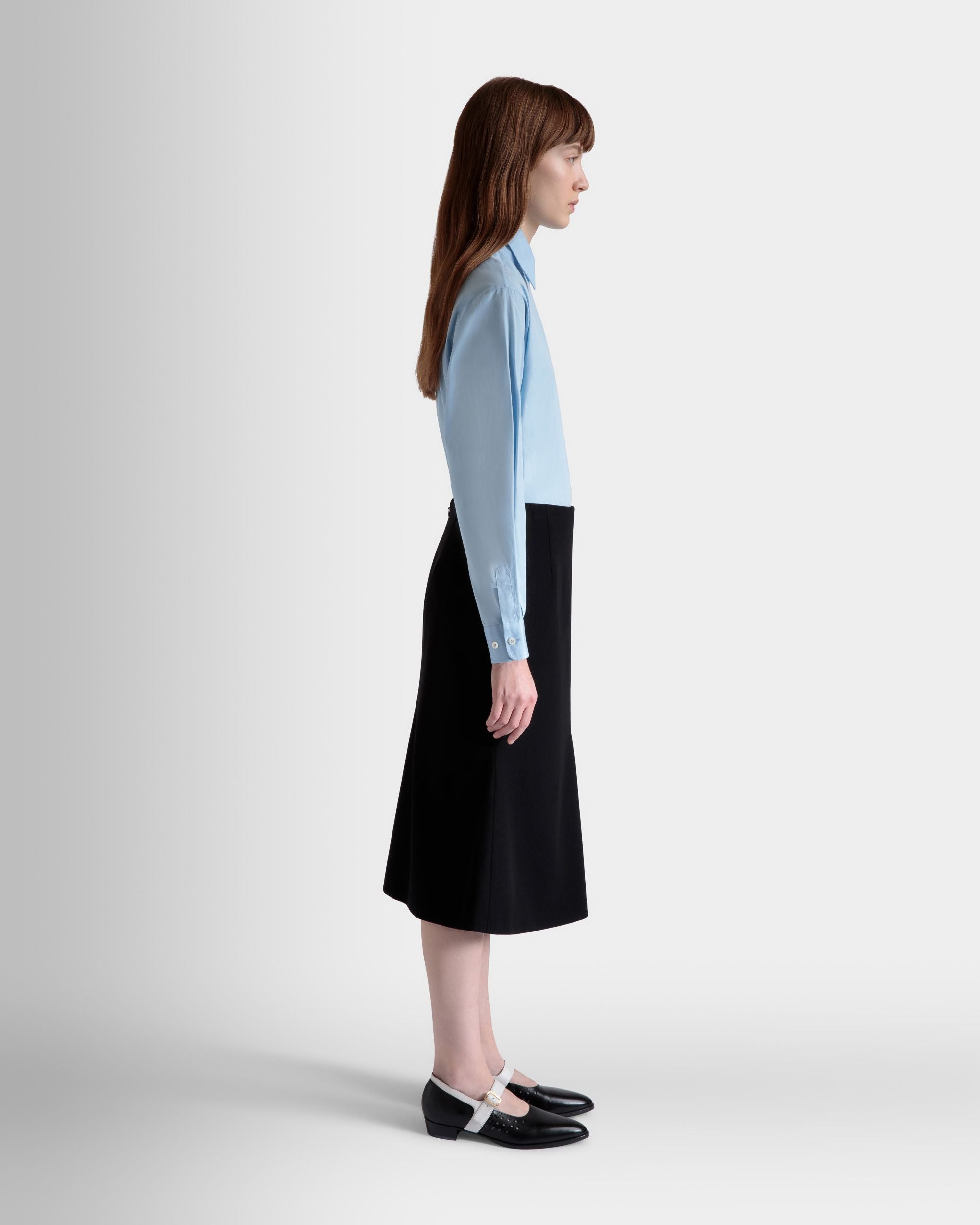 Falda Midi De Mezcla De Lana Negra - Mujer - Bally - 05