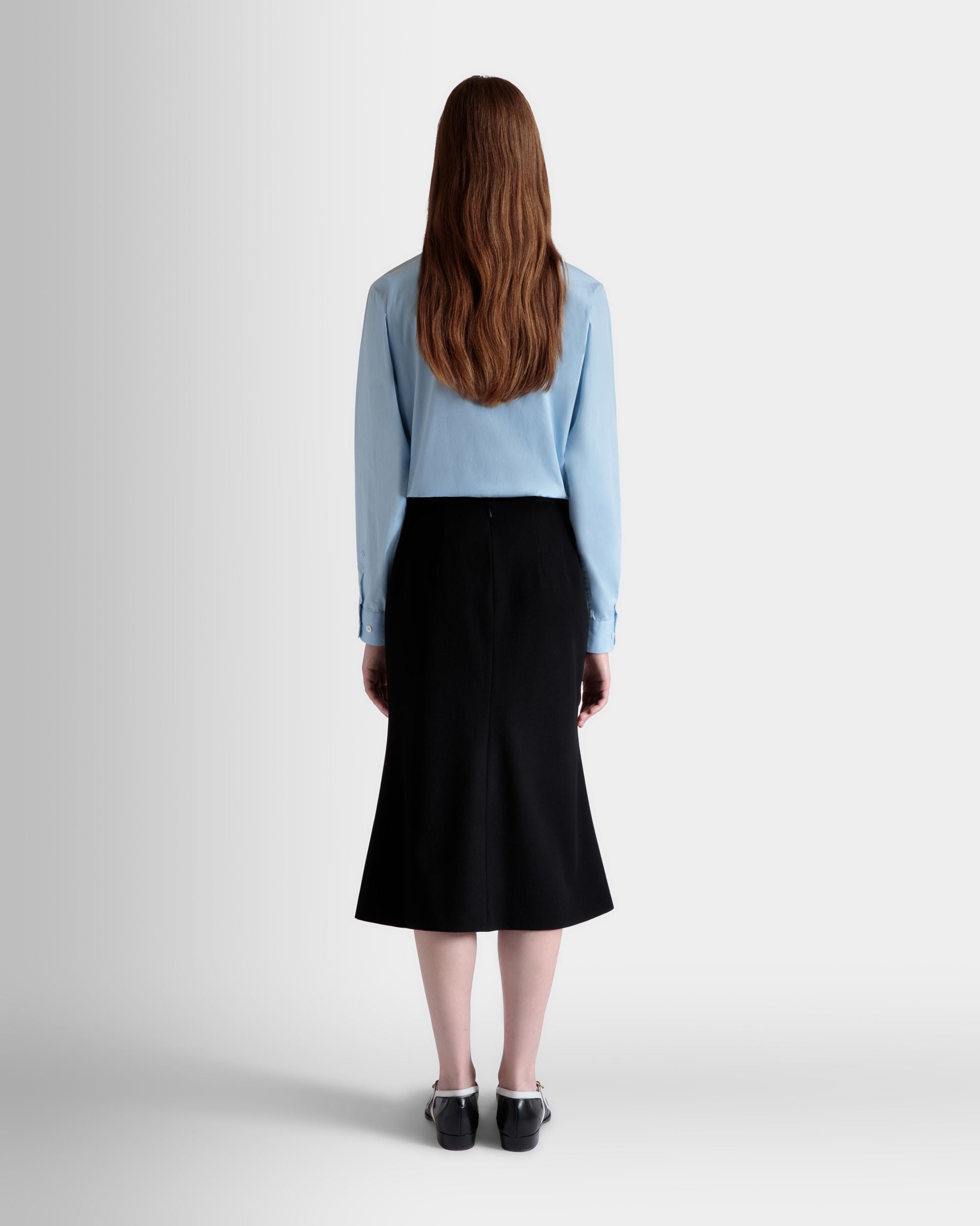 Falda Midi De Mezcla De Lana Negra - Mujer - Bally - 06
