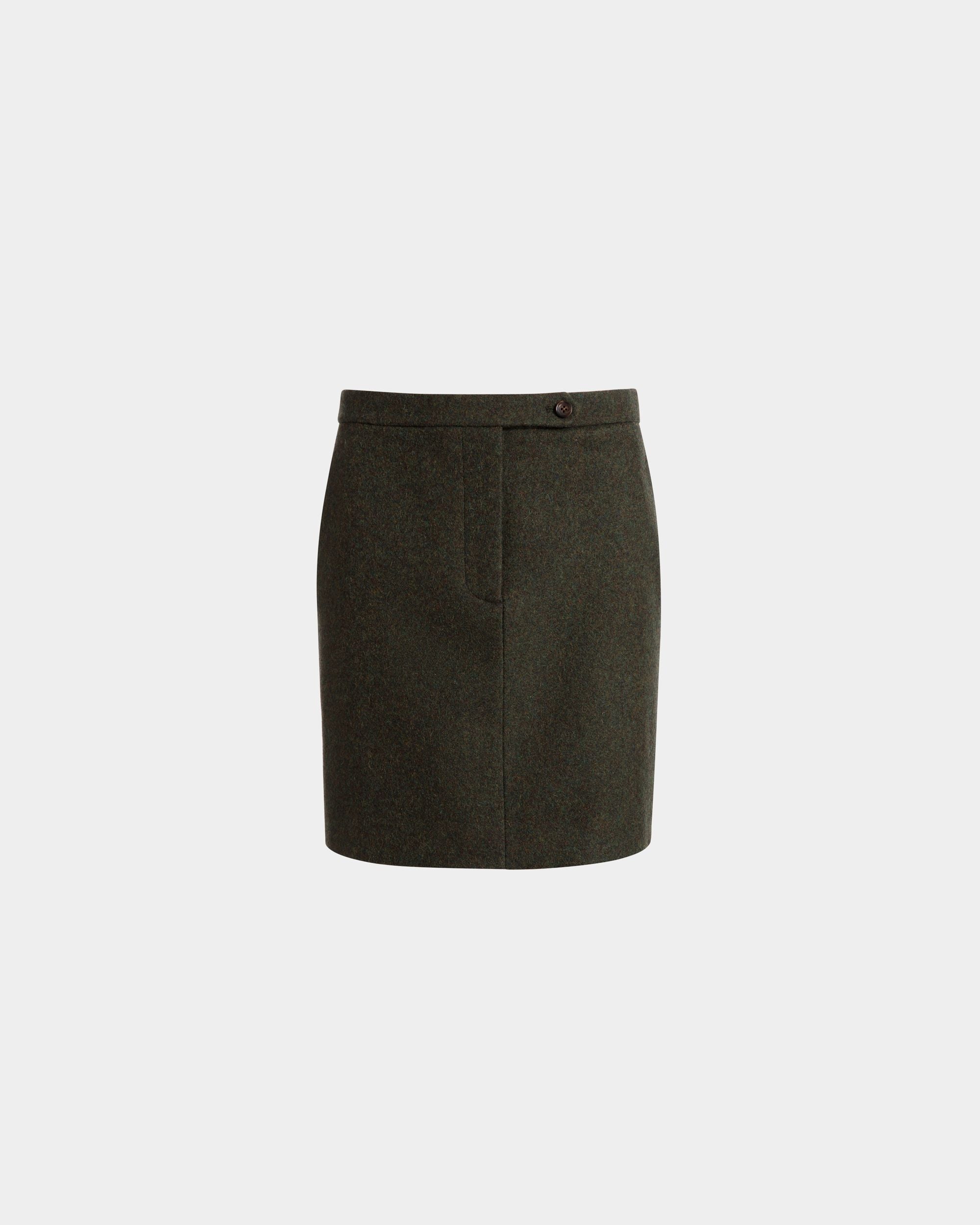 Mini Skirt In Dark Green Wool - Women's - Bally - 01