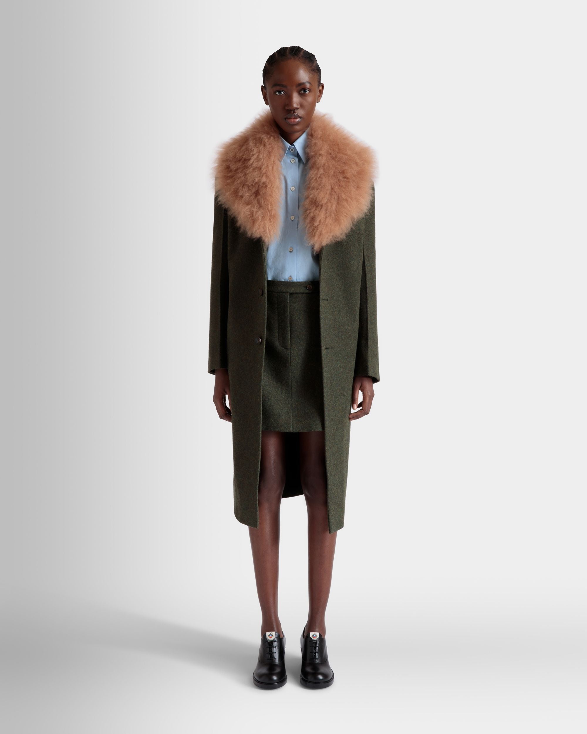 Mini Skirt In Dark Green Wool - Women's - Bally - 02