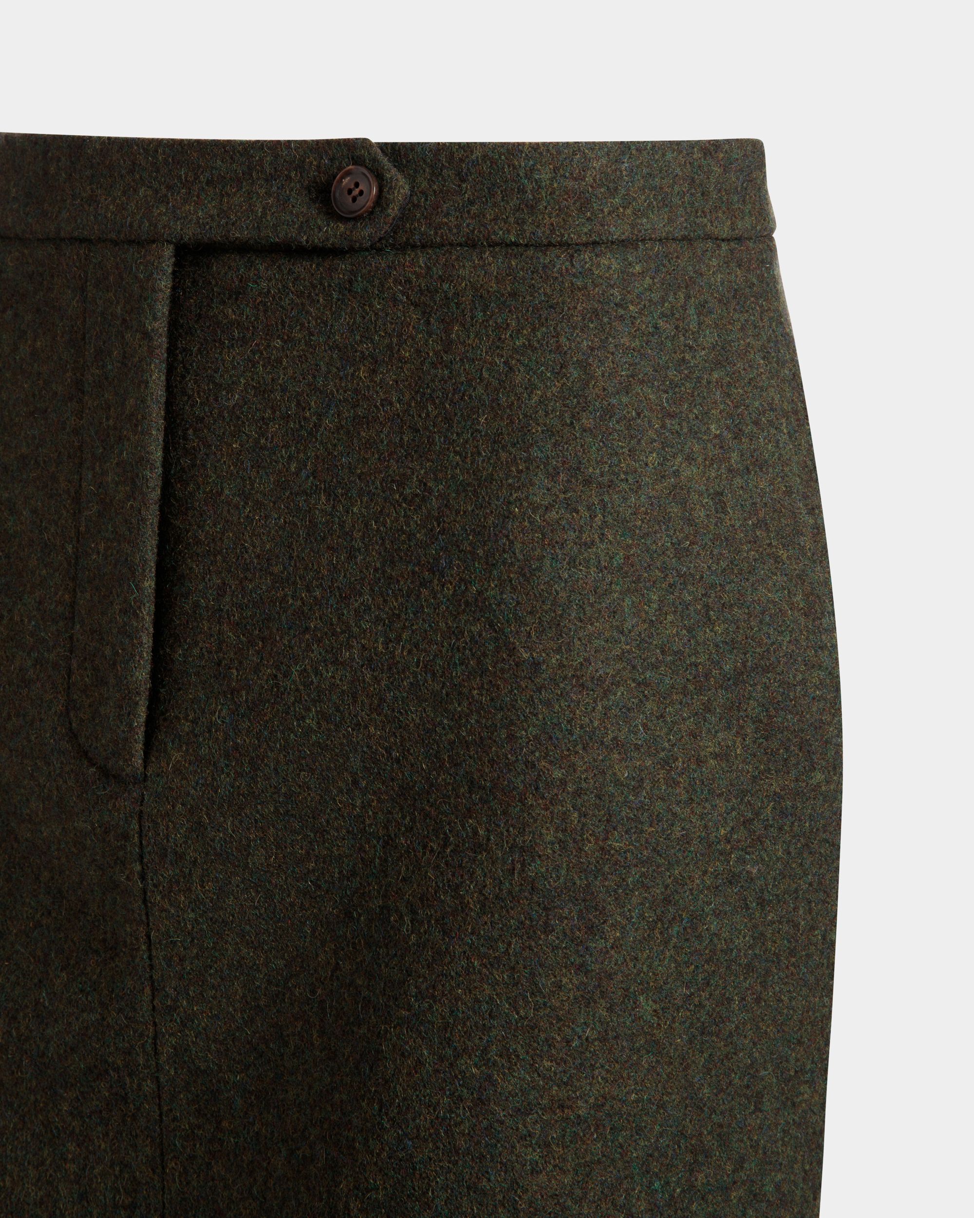 Mini Skirt In Dark Green Wool - Women's - Bally - 04