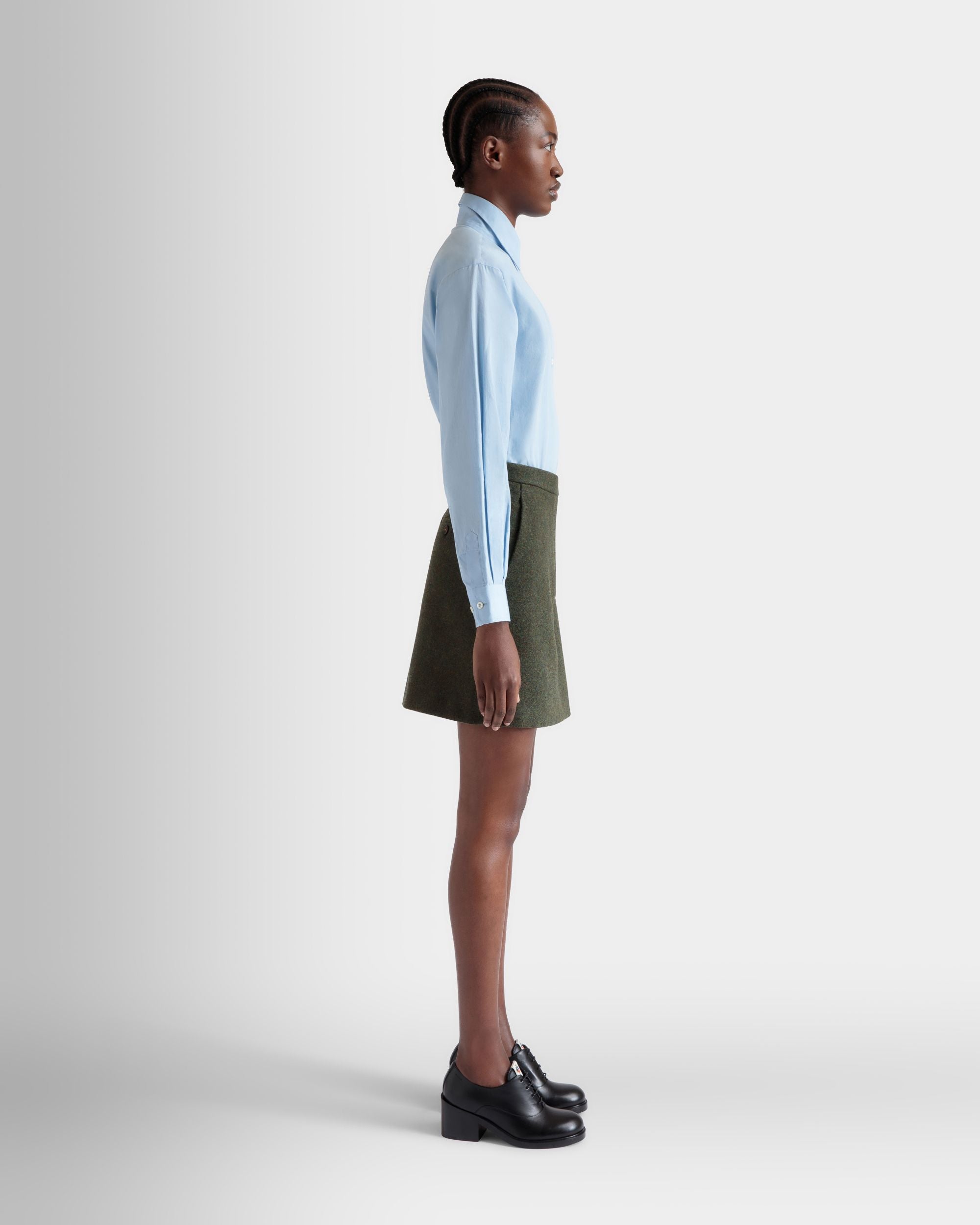 Mini Skirt In Dark Green Wool - Women's - Bally - 05