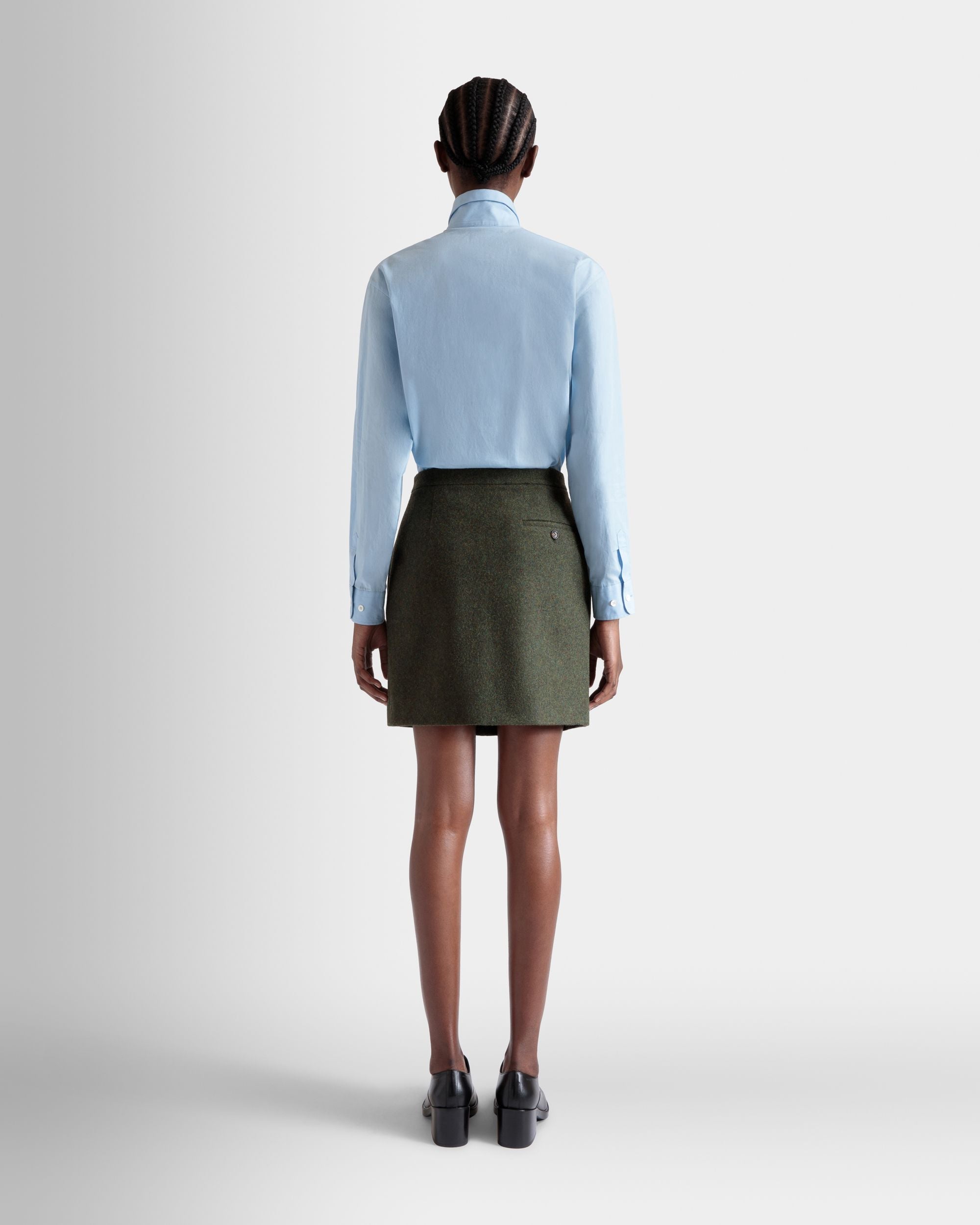 Mini Skirt In Dark Green Wool - Women's - Bally - 06