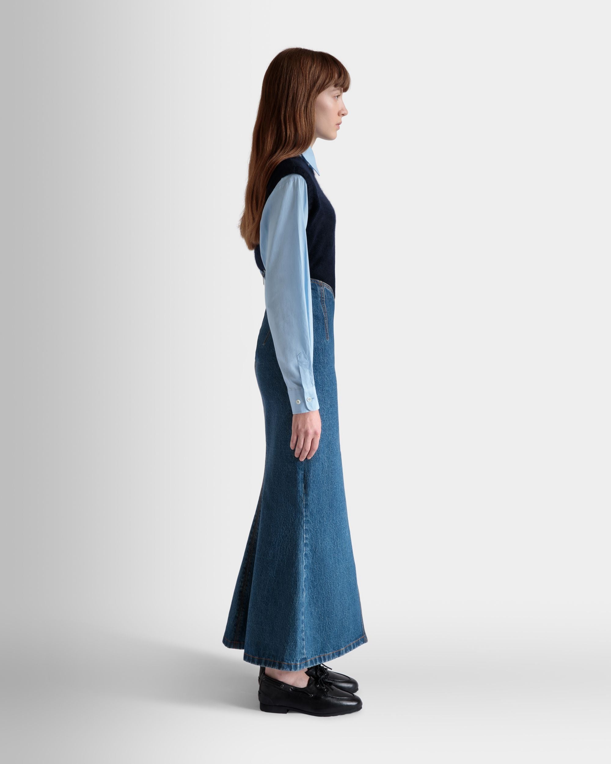 Long Skirt In Medium Blue Cotton - Women's - Bally - 05