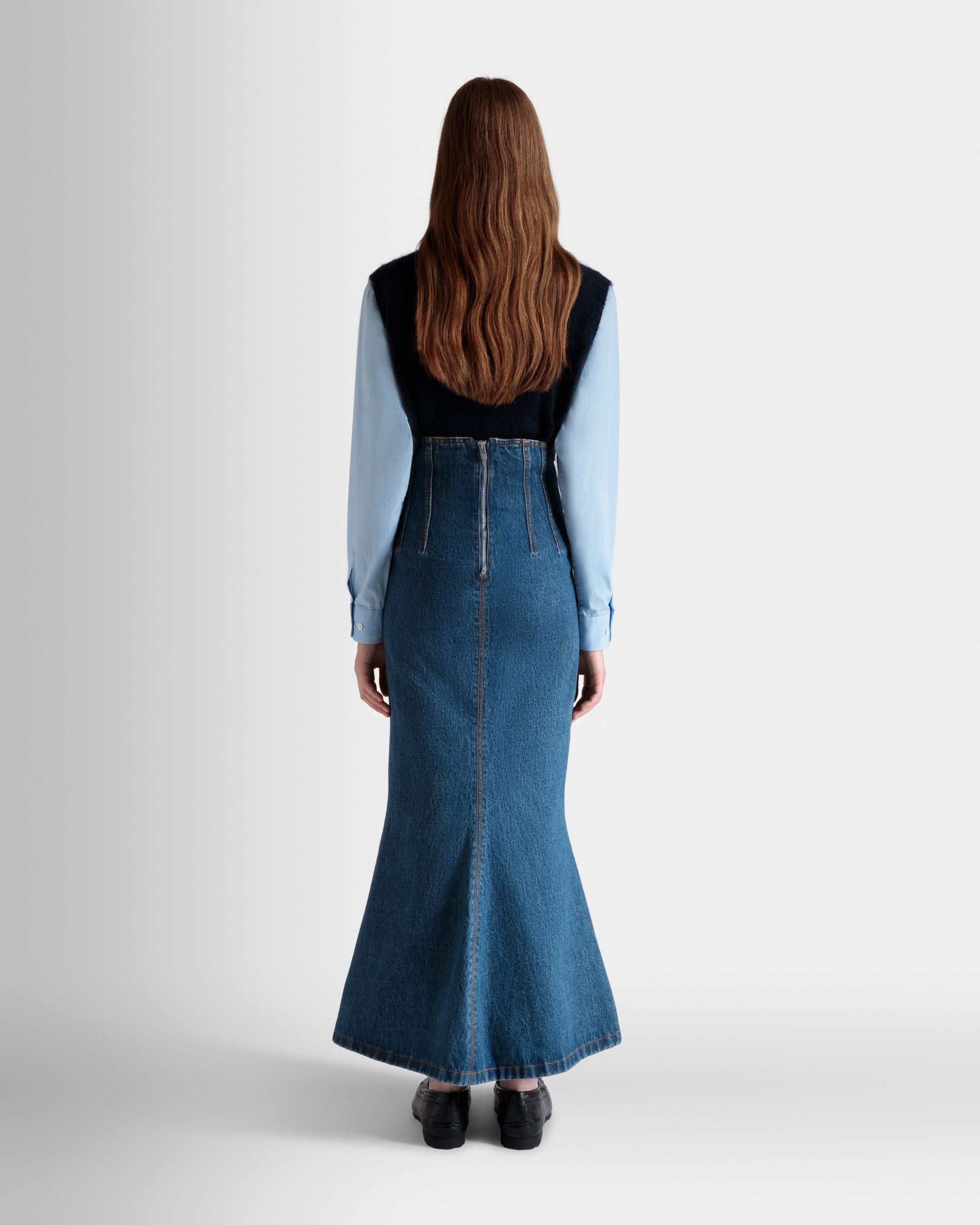 Long Skirt In Medium Blue Cotton - Women's - Bally - 06