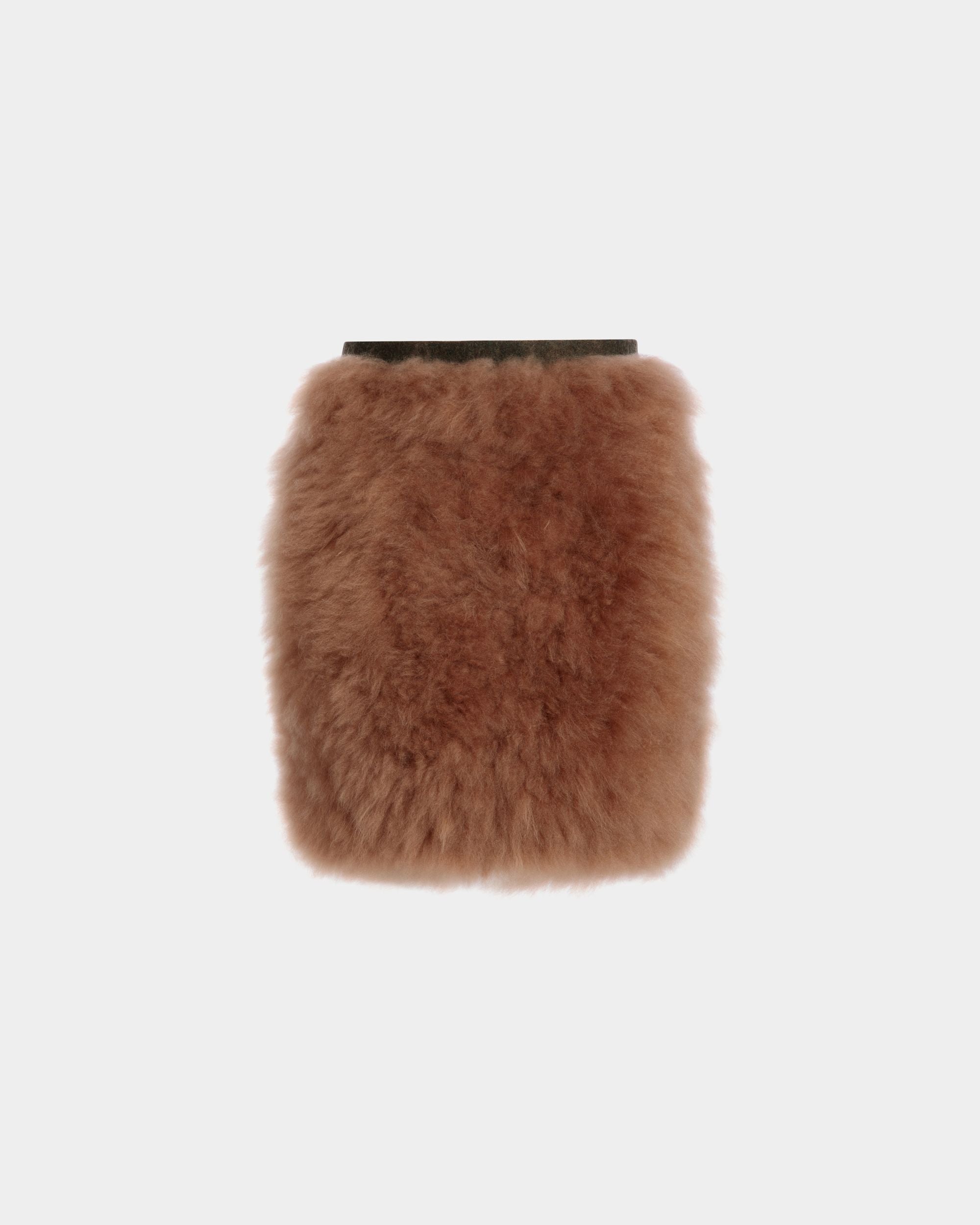 Minifalda De Lana Y Borreguillo Verde Oscuro Y Praline Beige - Mujer - Bally - 01