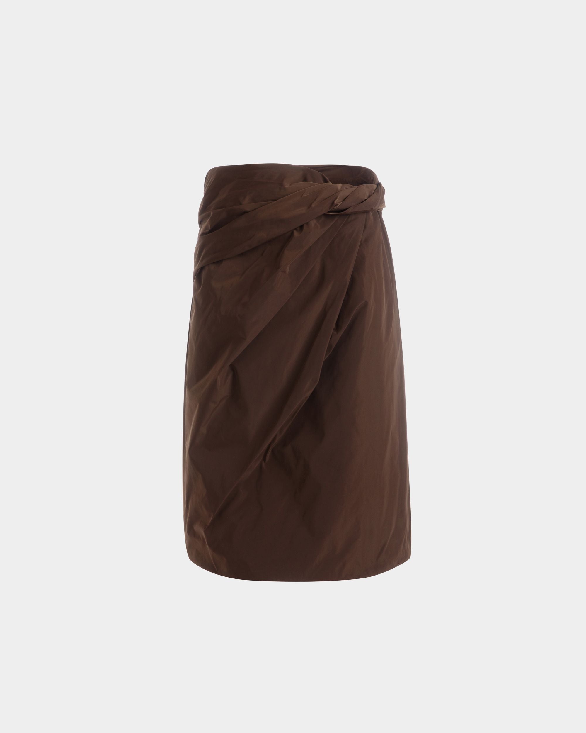Falda Midi Drapeada De Duchesse Técnica Marrón - Mujer - Bally - 01