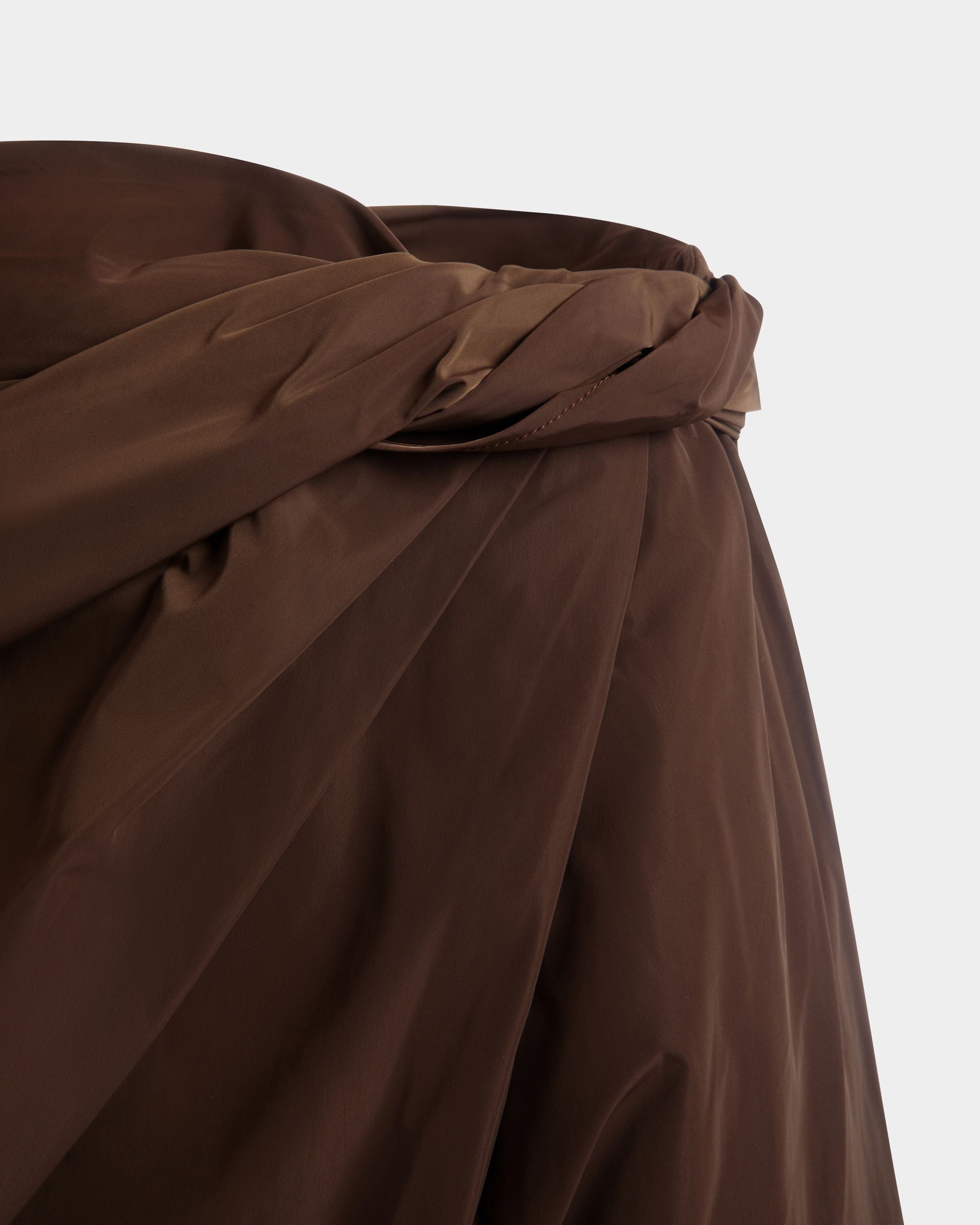 Falda Midi Drapeada De Duchesse Técnica Marrón - Mujer - Bally - 04