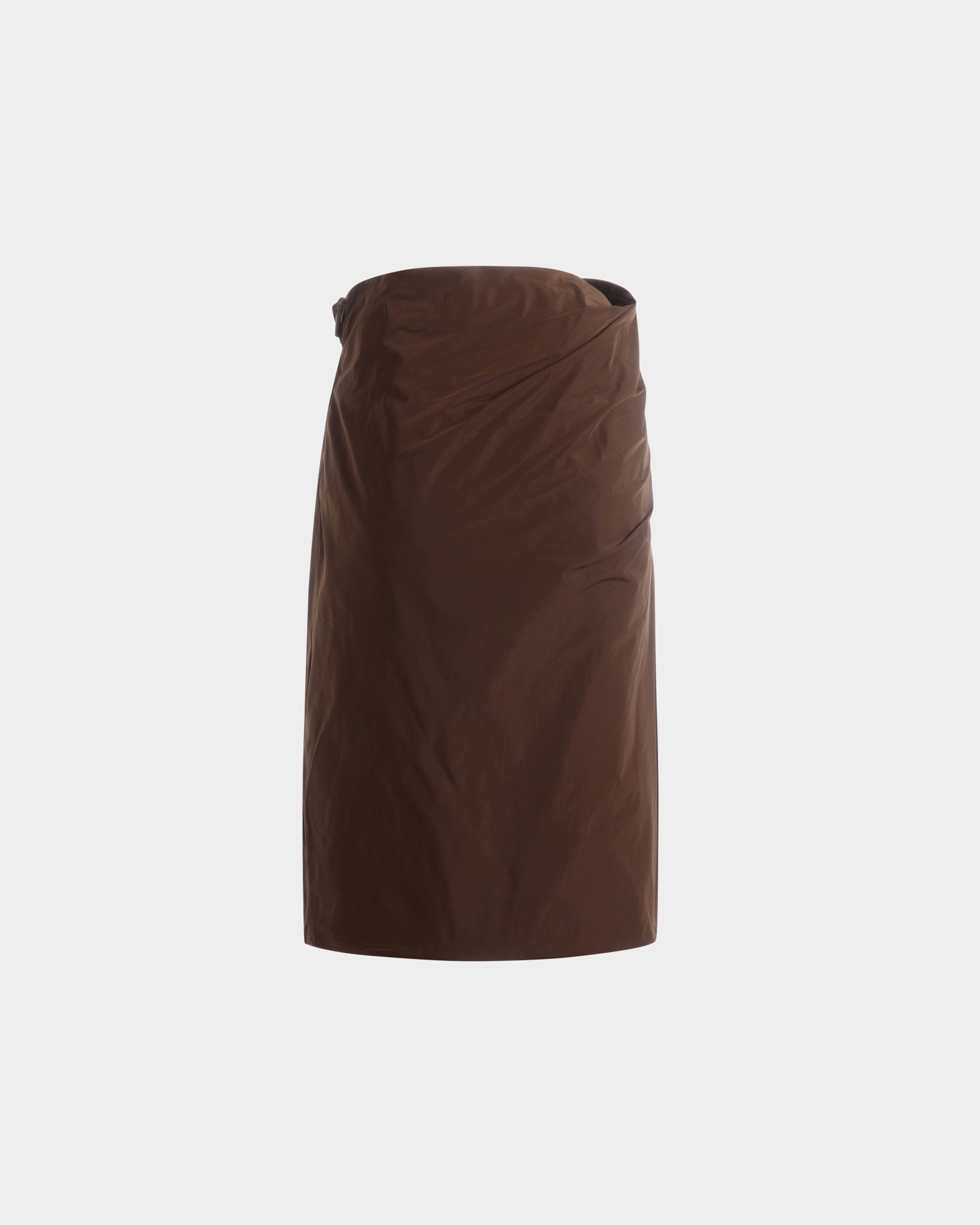 Falda Midi Drapeada De Duchesse Técnica Marrón - Mujer - Bally - 07