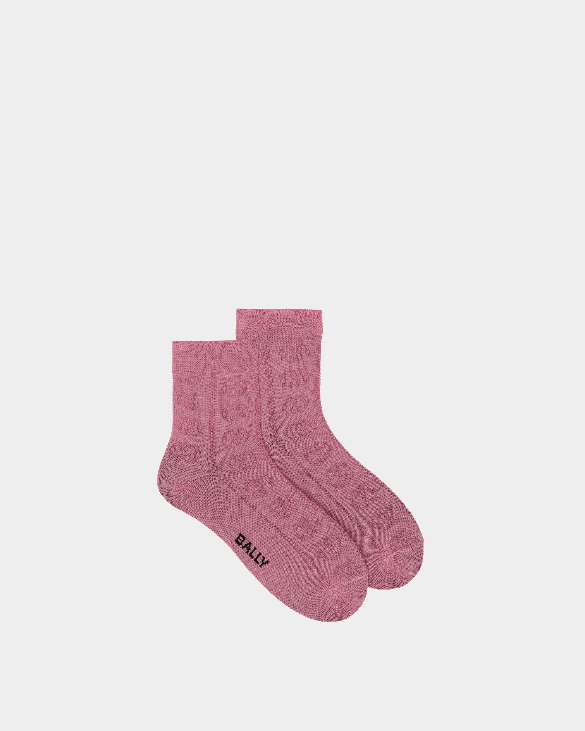 Logo Socks In Pink Cotton - Women's - Bally - 01
