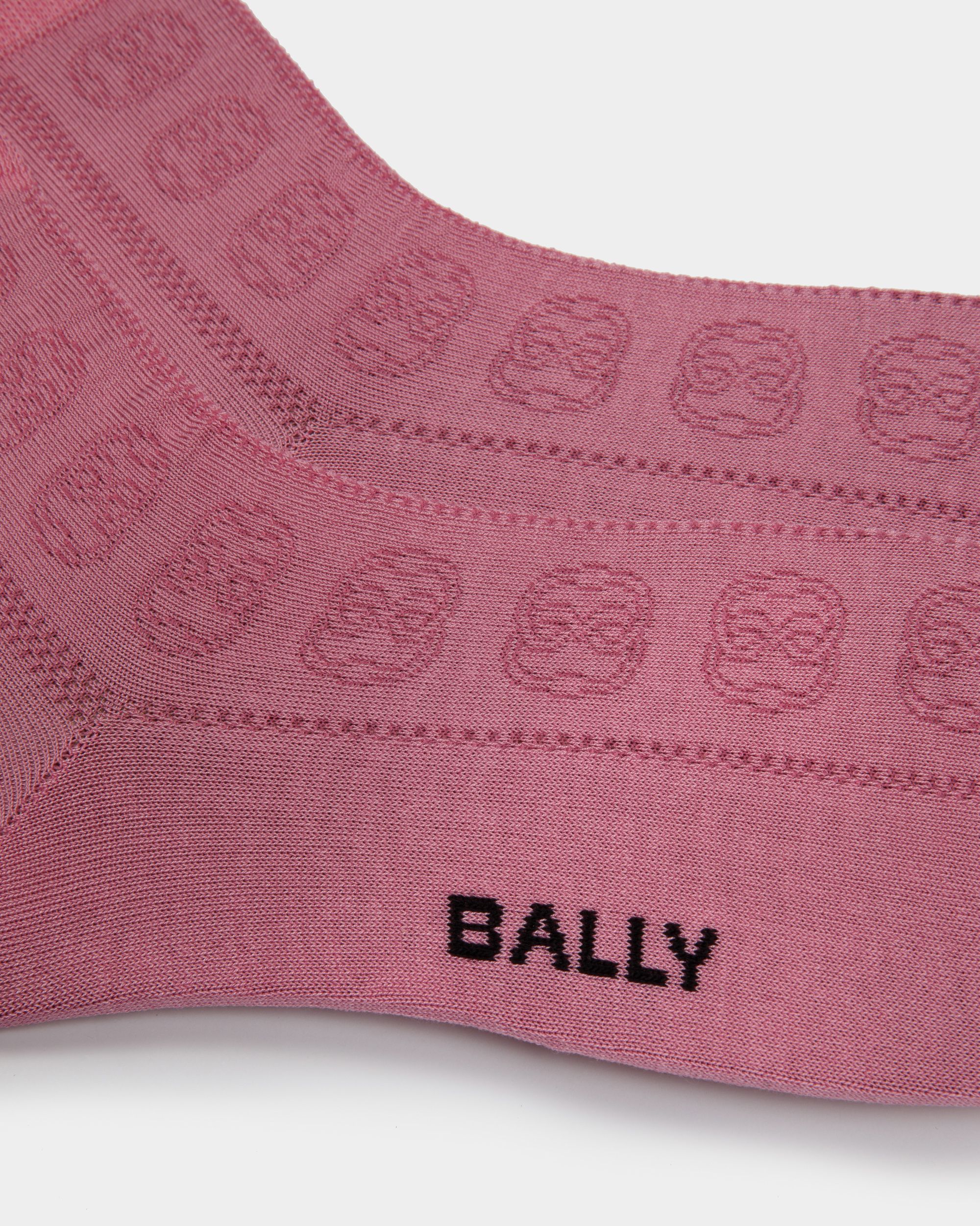 Logo Socks In Pink Cotton - Women's - Bally - 02