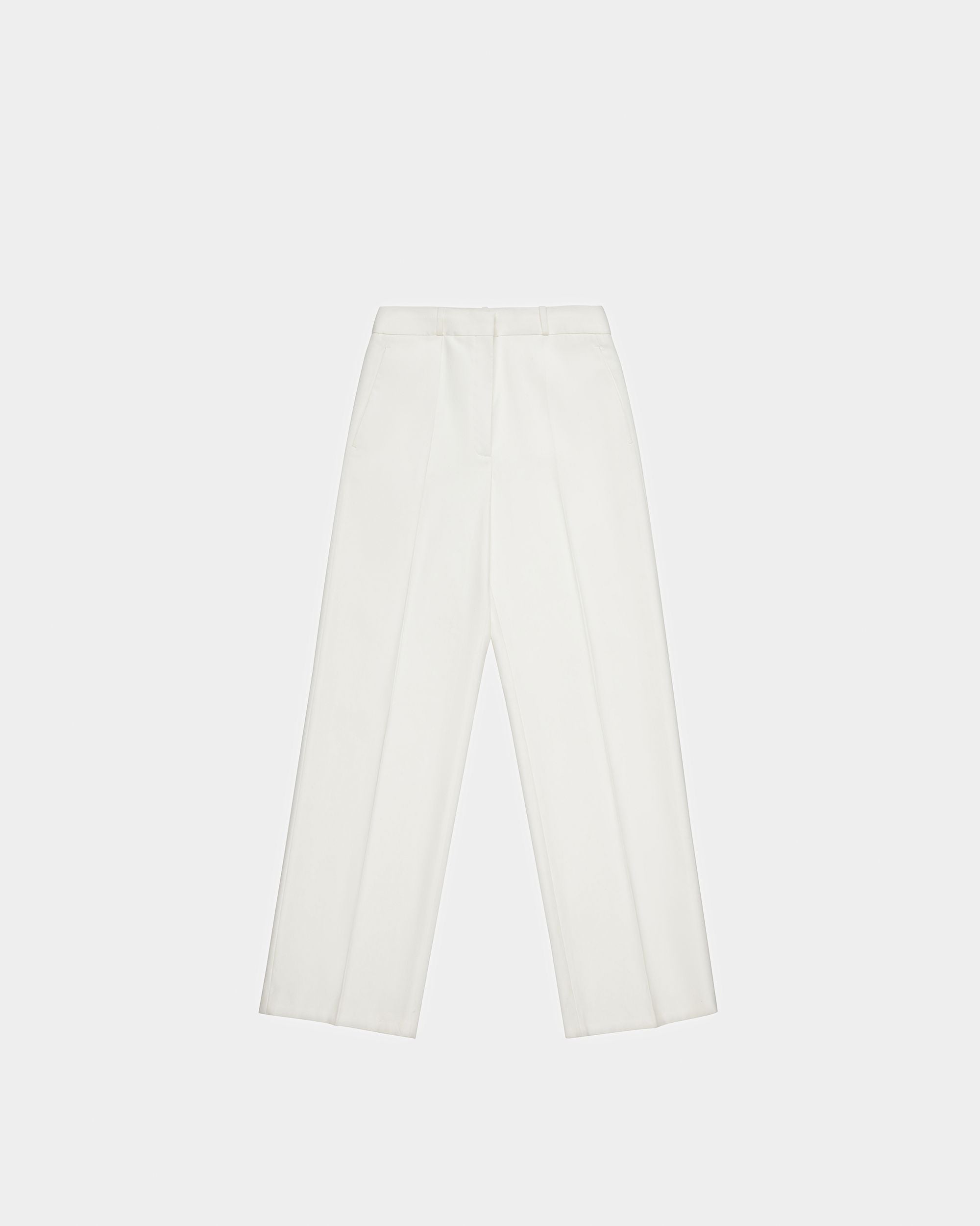 Cotton Mix Straight Pants In Bone - Women's - Bally - 01