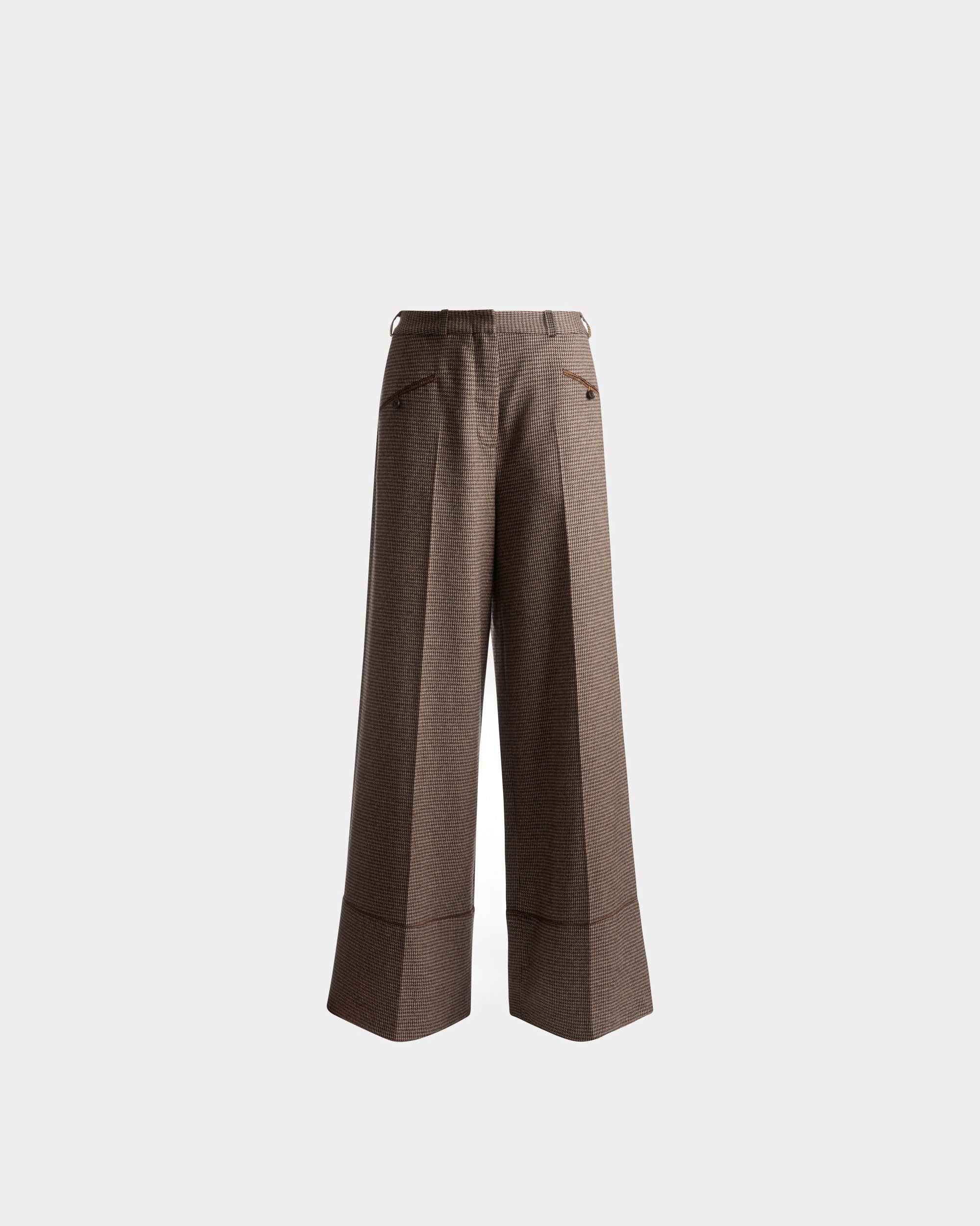 Pantalones Dogtooth De Lana Color Desierto - Mujer - Bally - 01