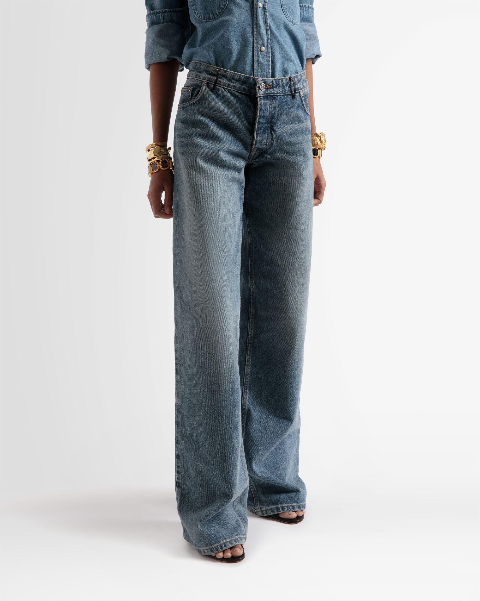 Pantalones Vaqueros Anchos En Añil - Mujer - Bally - 02