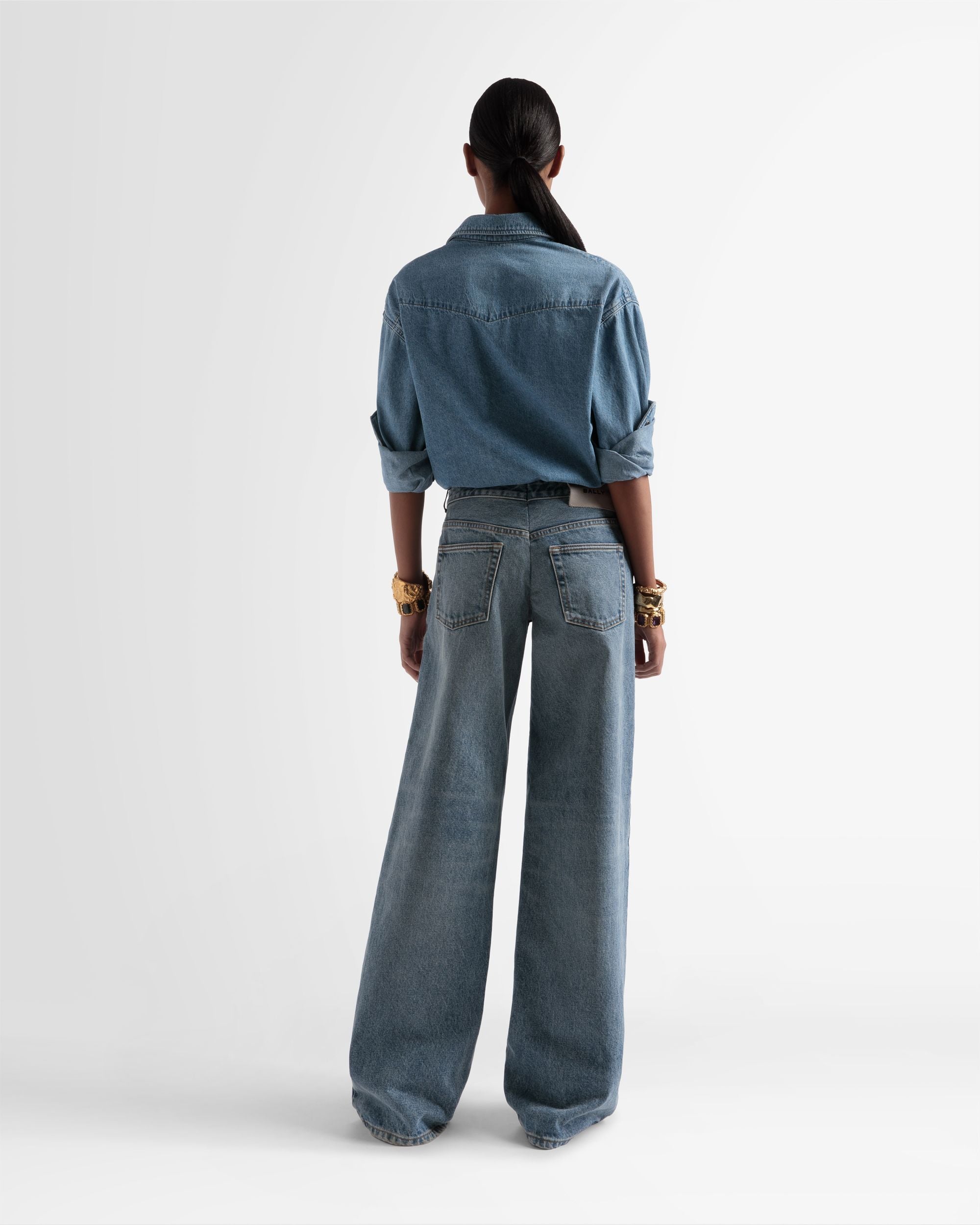 Pantalones Vaqueros Anchos En Añil - Mujer - Bally - 05