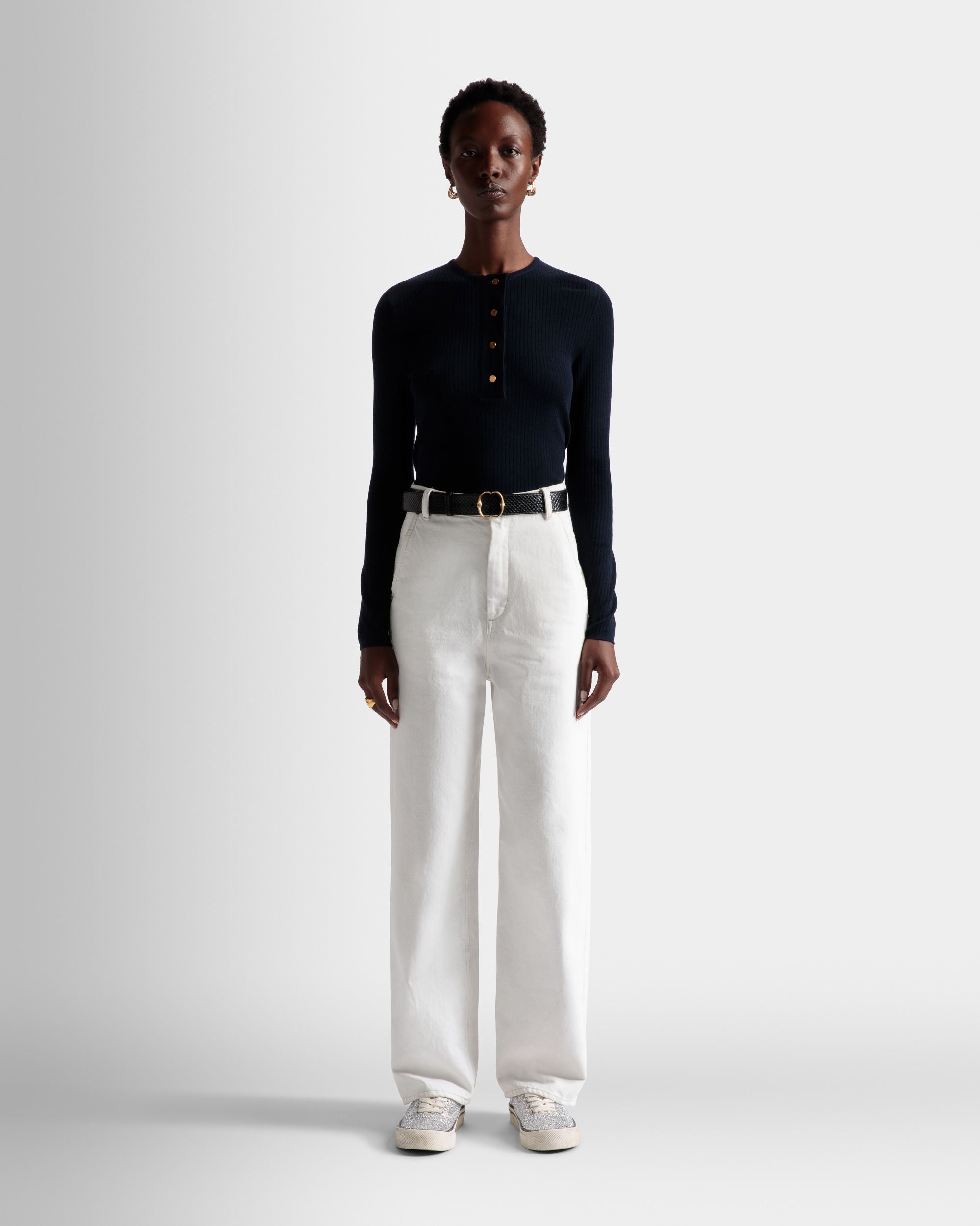 Vaqueros Desteñidos De Denim Color Hueso - Mujer - Bally - 02